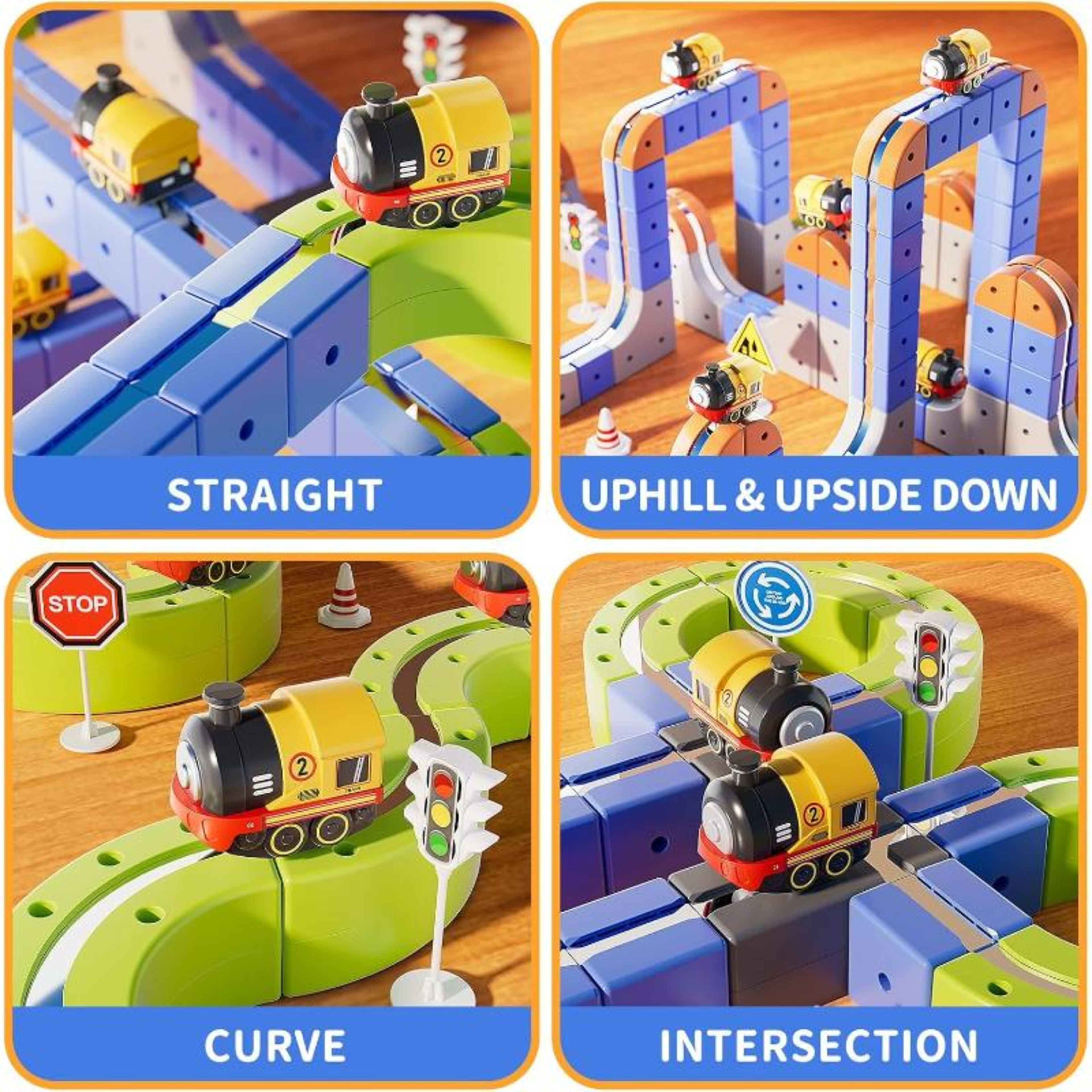 101-Piece Electric Train Track Toy Set Rechargeable Electric Train & DIY Assembly Track Kit  Creative Building Block Rac 10