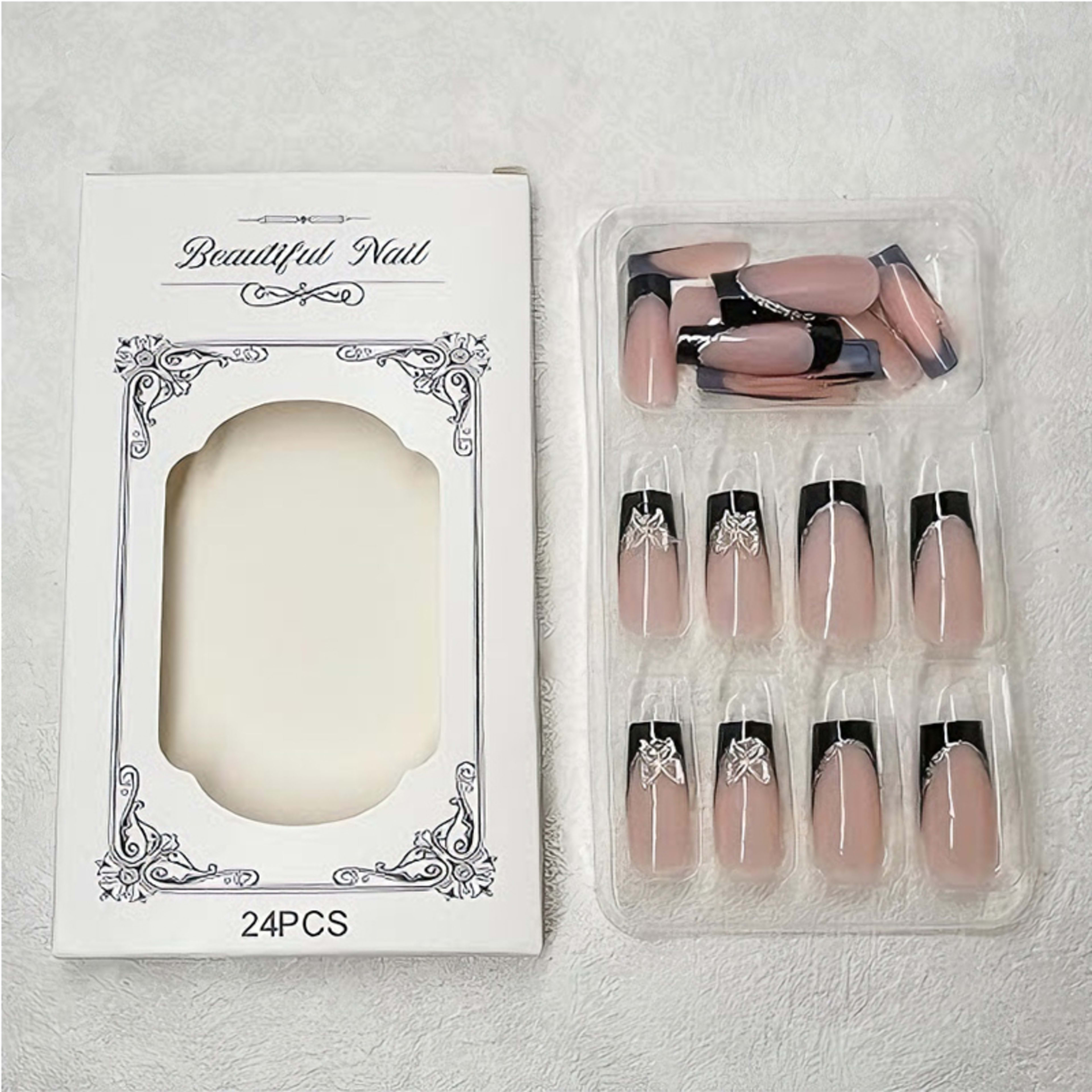 24 PCS Black P Ink Butterfly Nail Art 10