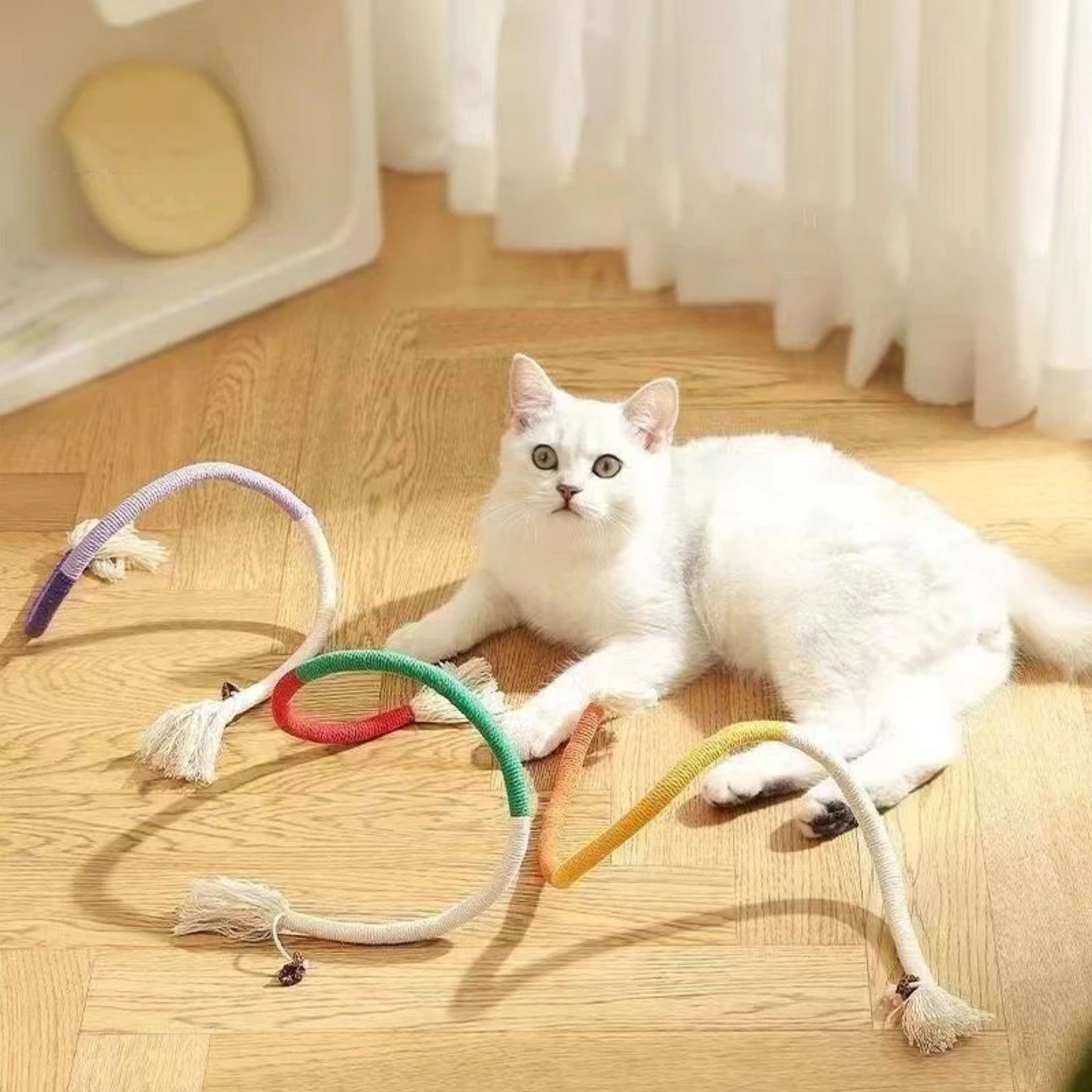 3pcs Catnip Rope Cat Chew Toy Teeth Cleaning Interactive Kitten Teething Play 70cm 7
