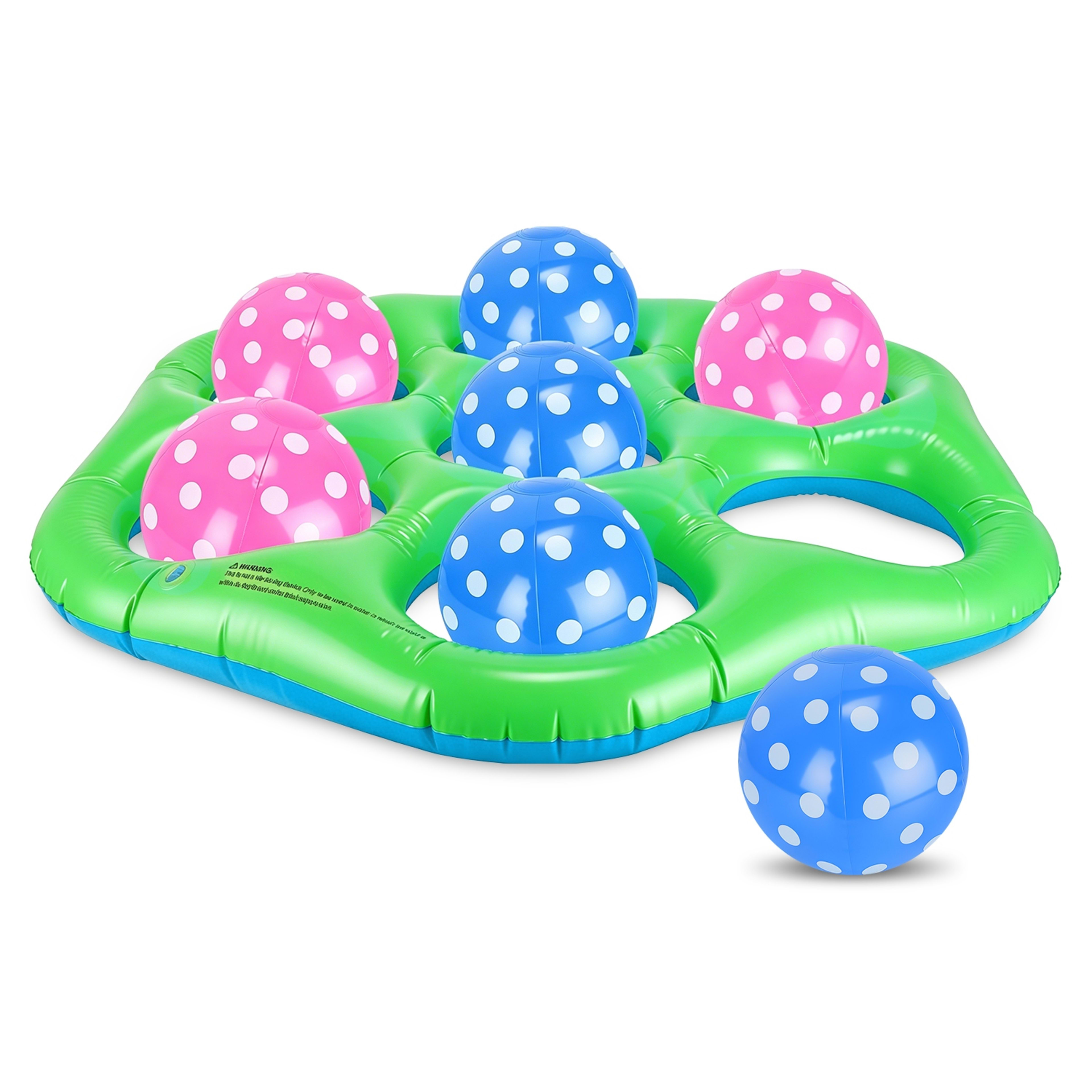 1Pc  Inflatable Tic-Tac-Toe Pool Game Set With 7 Balls Summer Water Toy Portable Inflatable Game For Pool Beach 4