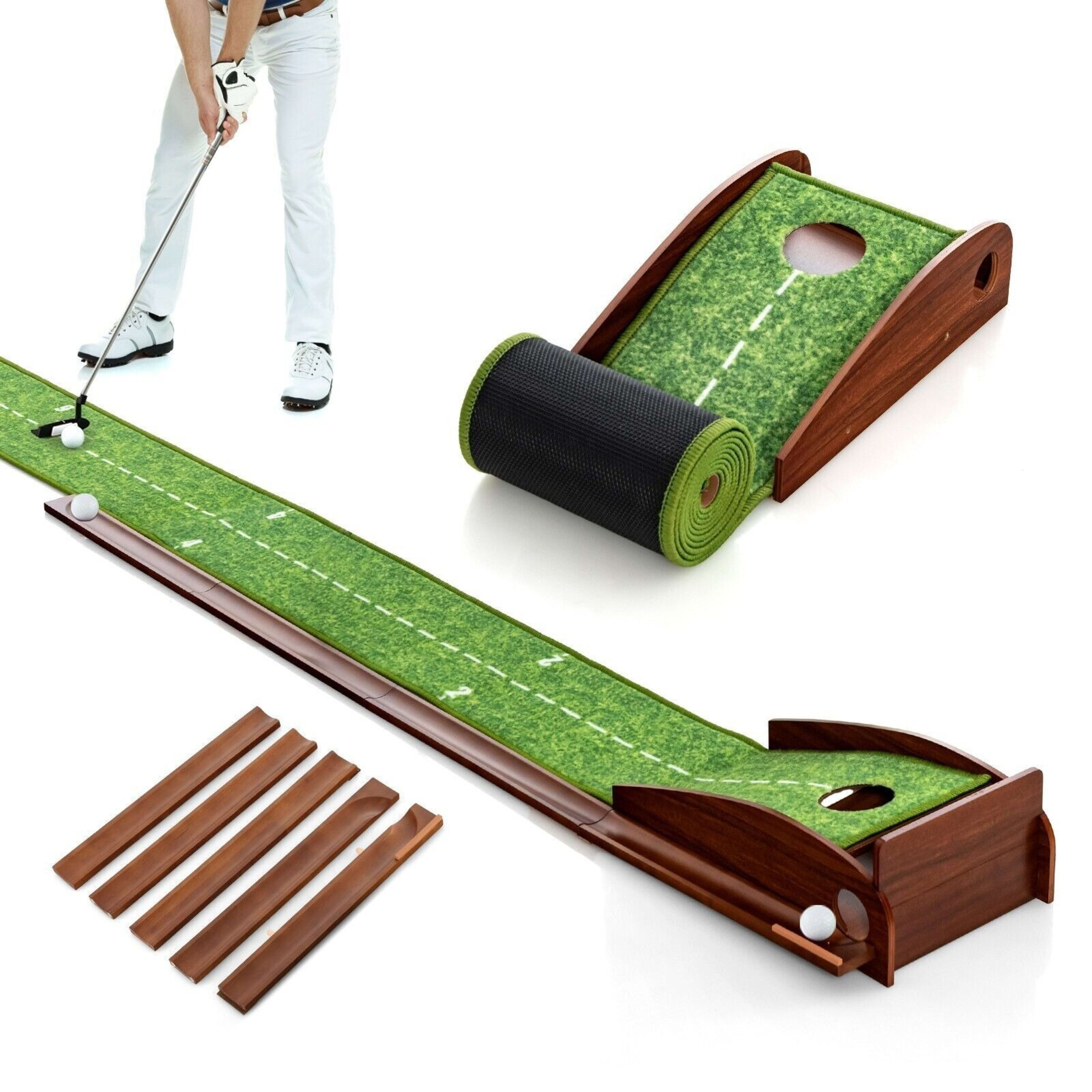 Golf Putting Mat Putting Green Practice Training Aid Auto Ball Return One Hole 2