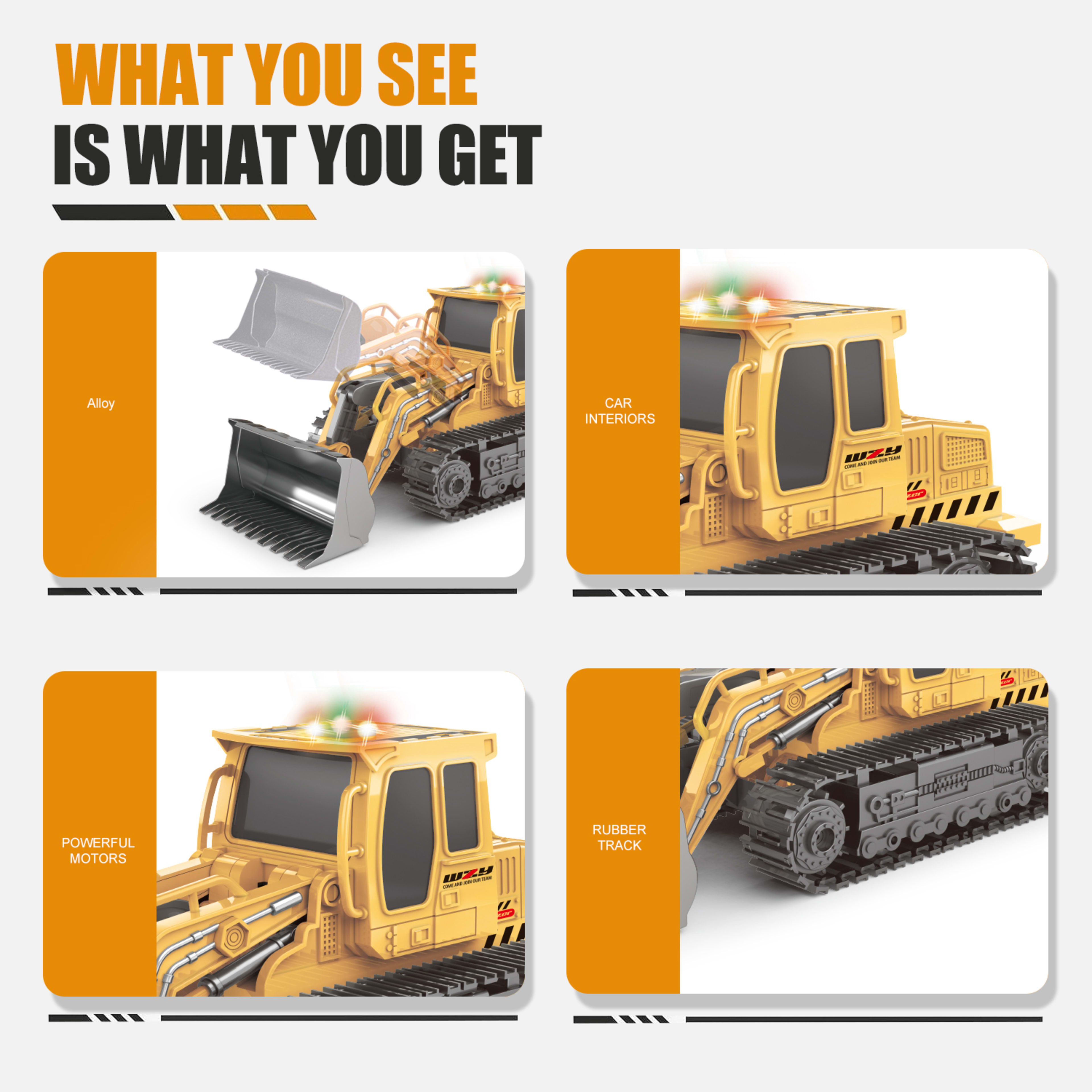 2025 Remote-controlled Engineering Vehicle Toy Bulldozer Excavator Kids Gifts 4