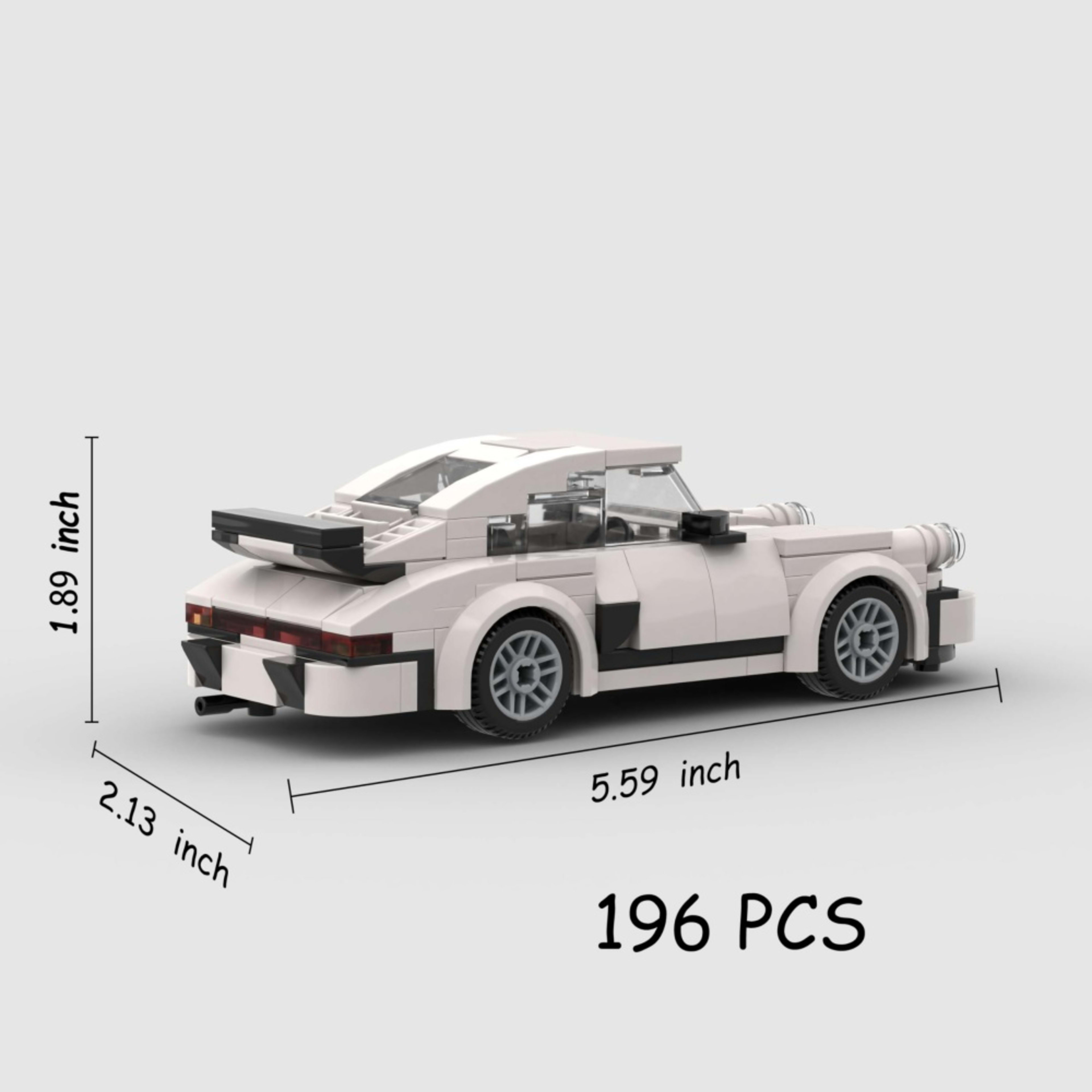 196PCS Retro Style Sports Car Building Blocks, White Classic Race Car Toy For Kids And Adults Gift 2