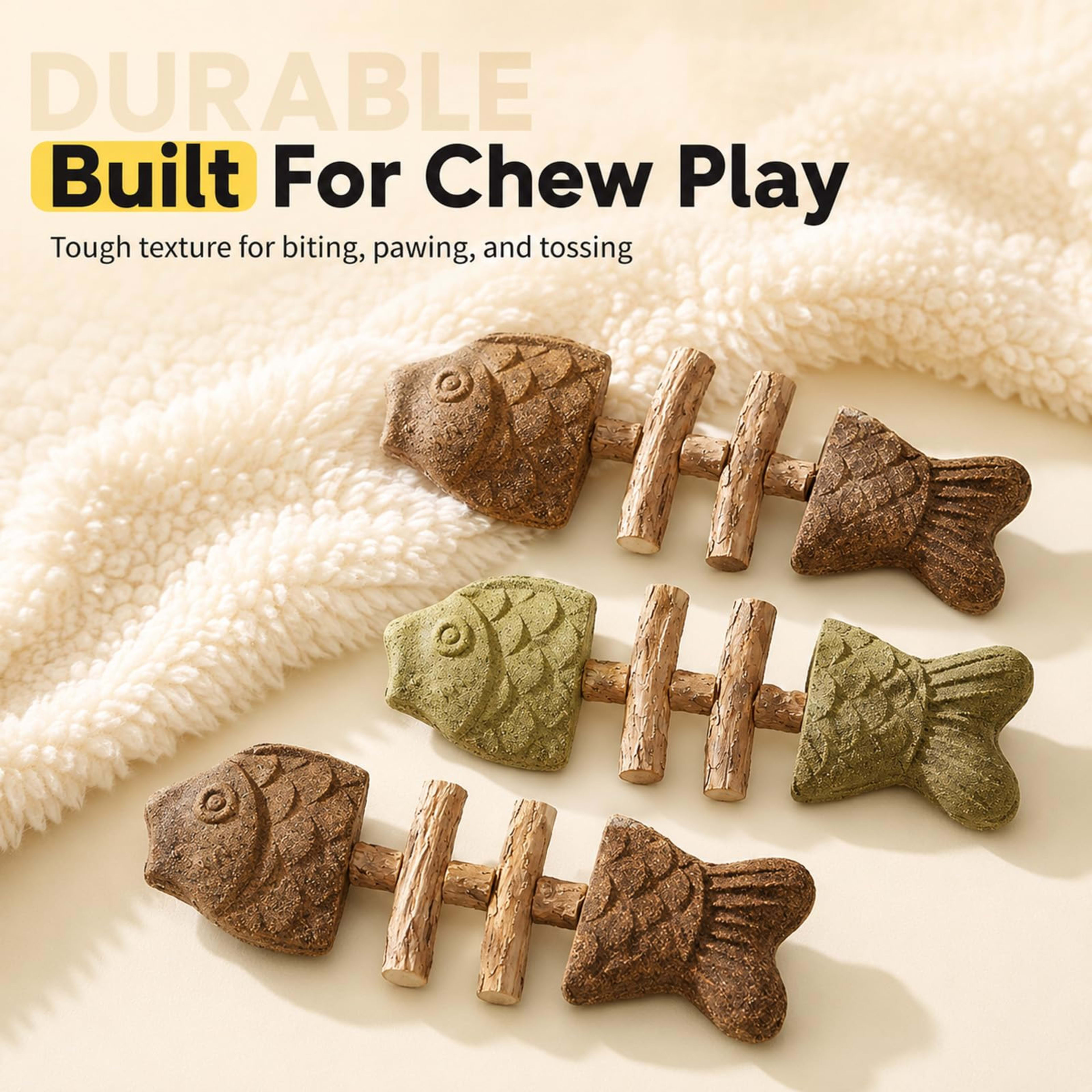 Catnip And Silvervine Chew, Natural Fishbone Chew Toy For Cats, Fishbone-Shaped Cat Dental Toy For Chewing, Licking, Paw 9