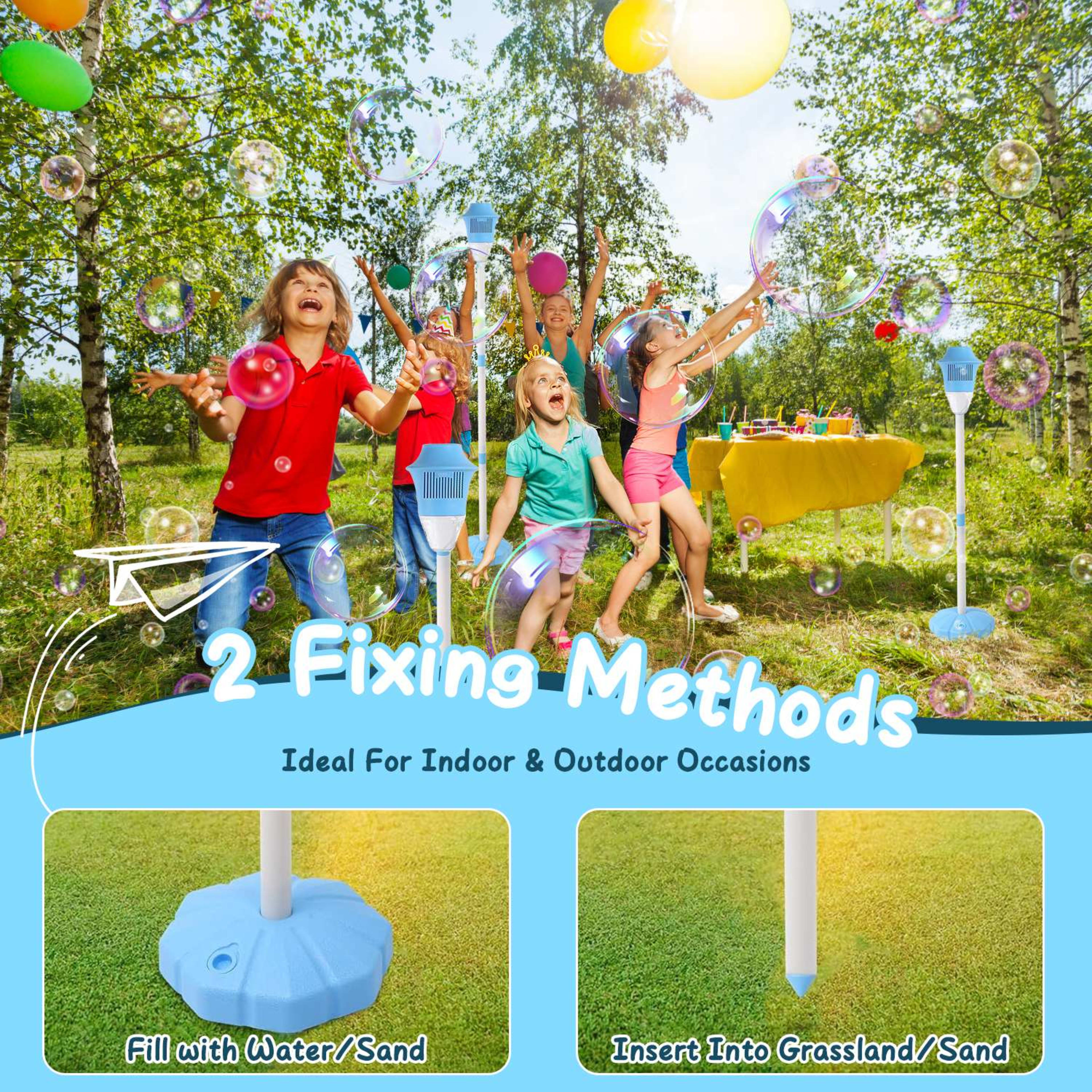 1Pc 3 In 1 Standing Bubble Machine With Colorful Lights And Music Rechargeable Bubble Maker Stand With 2 Modes 3 Adjusta 3