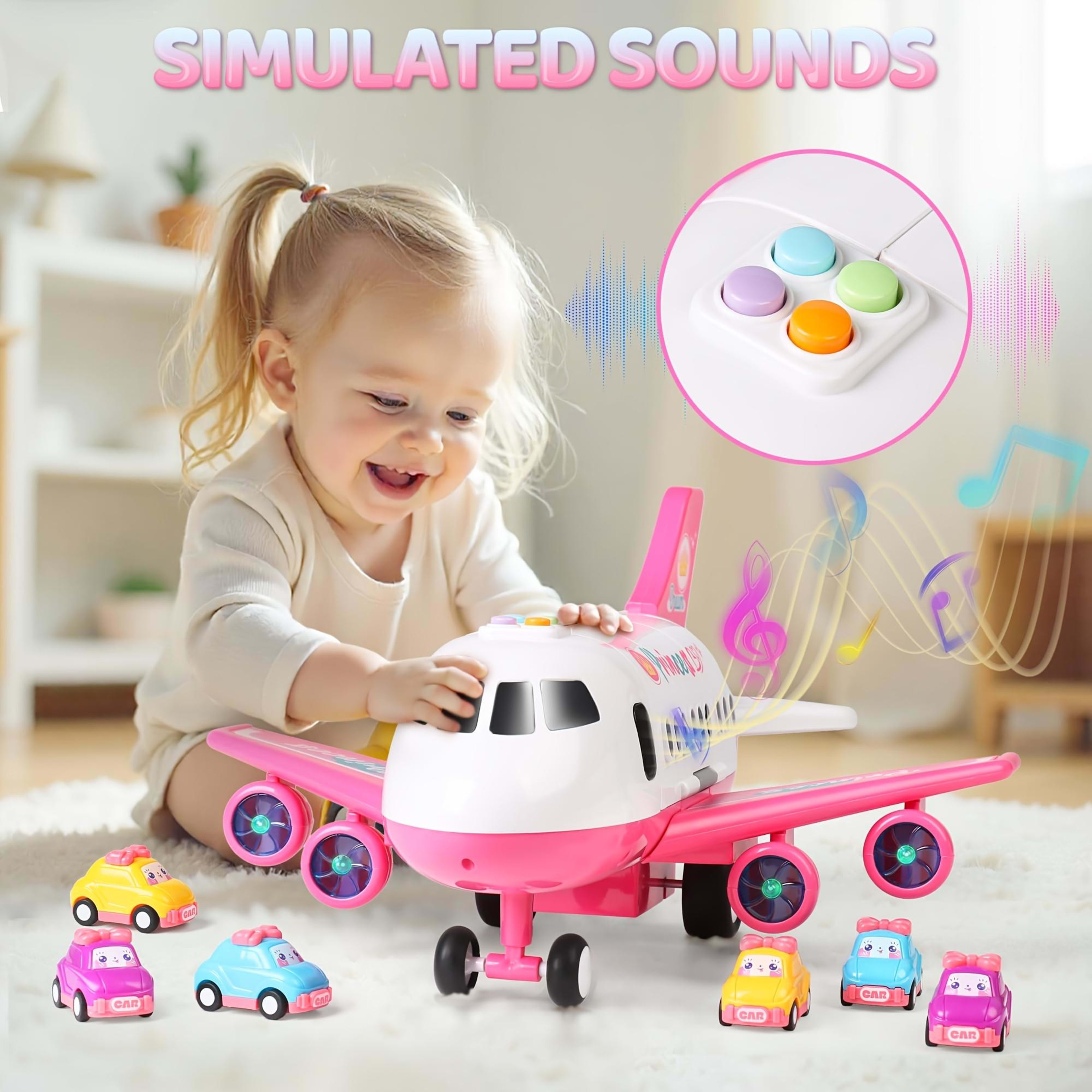 Princess Airplane Toy Set  Includes Airplane, Princess Car, Road Signs, And Road Barriers  Birthday & Christmas Gift Sui 3