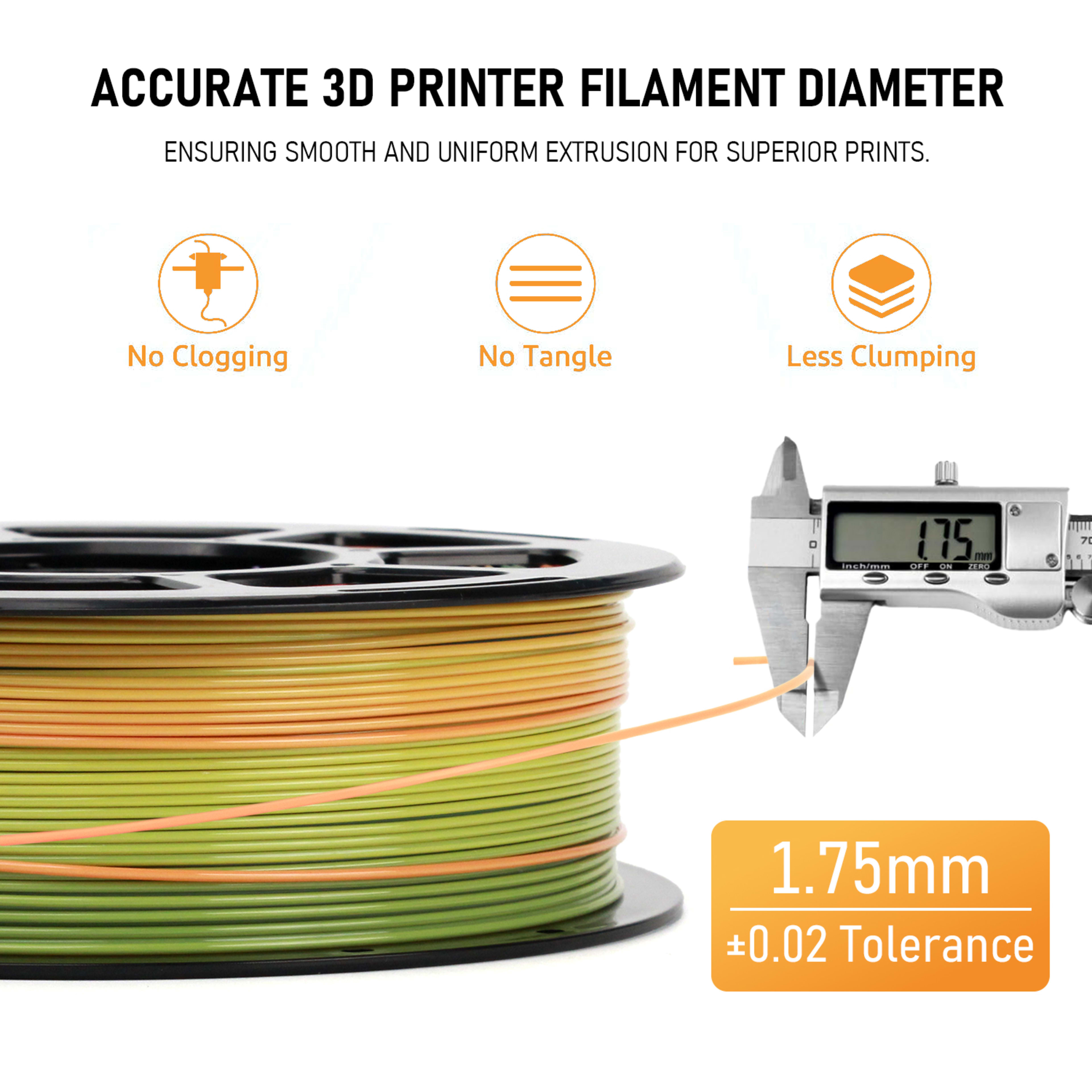 Rainbow Gradient PETG Filament For 3D Printers, Multicolor Color Changing Printing Material, Compatible With Most FDM Pr 2