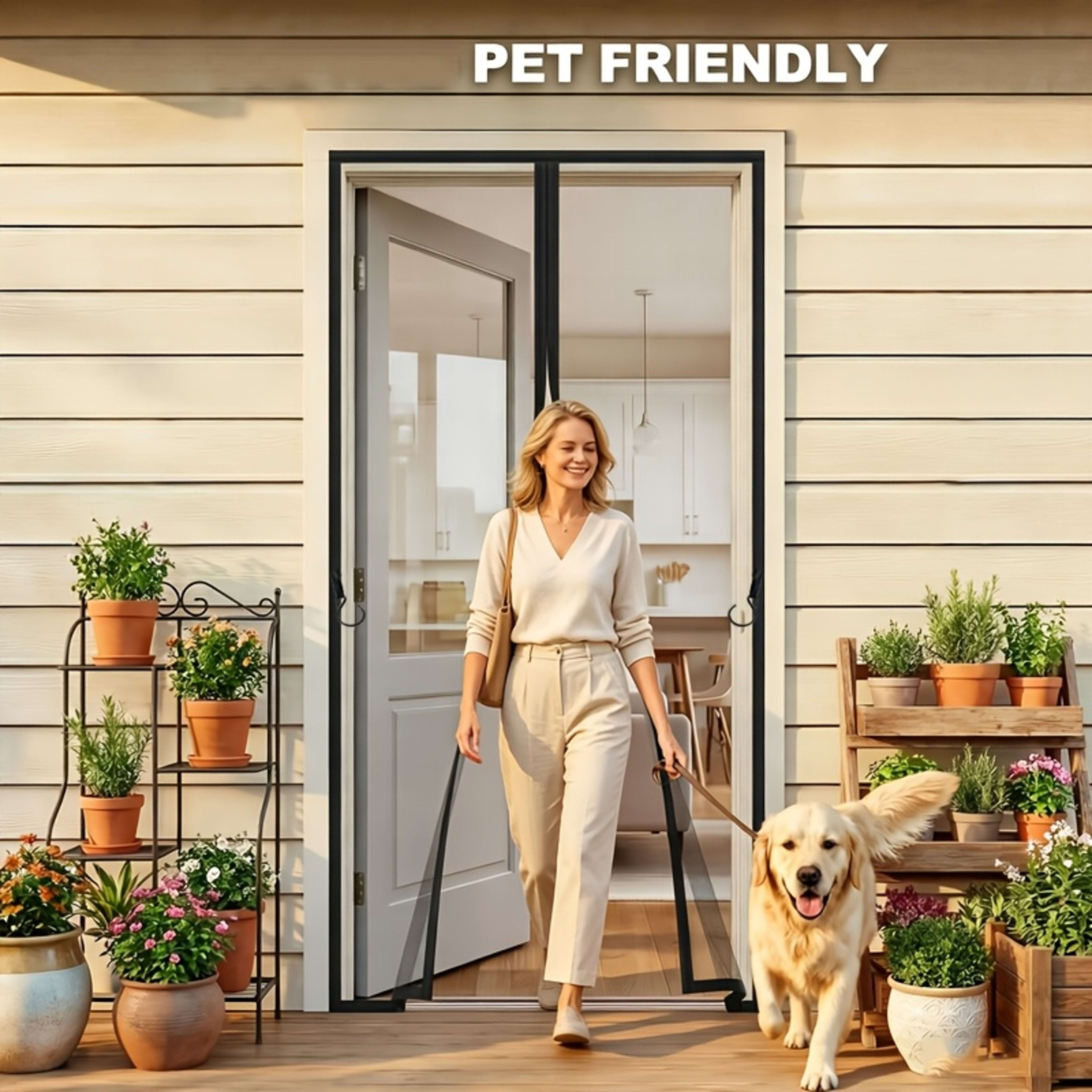 The Magnetic Screen Door Comes With Strong Adhesive Velcro, Easy To Install Without Tools. The Fine Mesh Keeps Out Mosqu 4