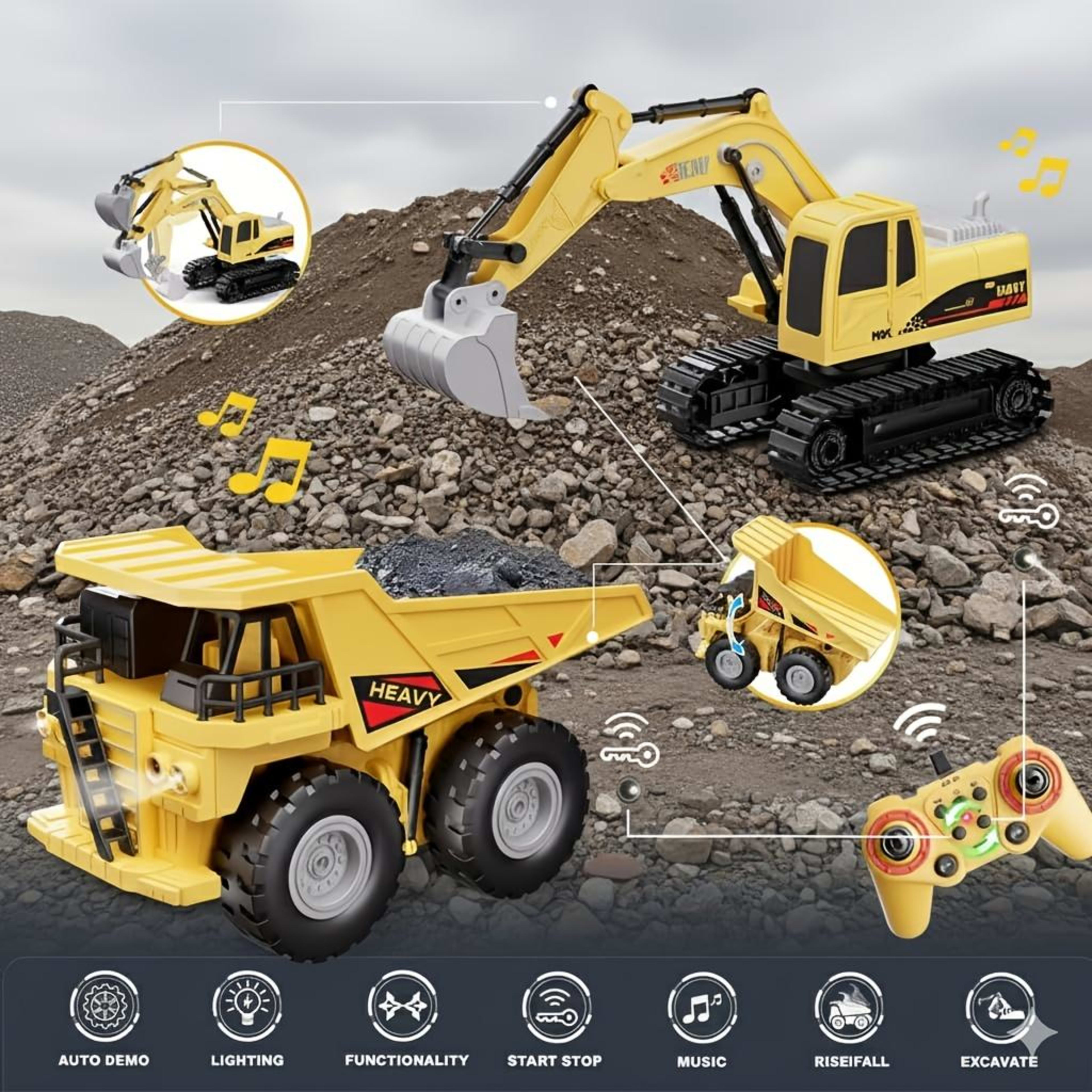 Remote Control Excavator Construction Vehicle Set  Educational Construction Toy For Children 3