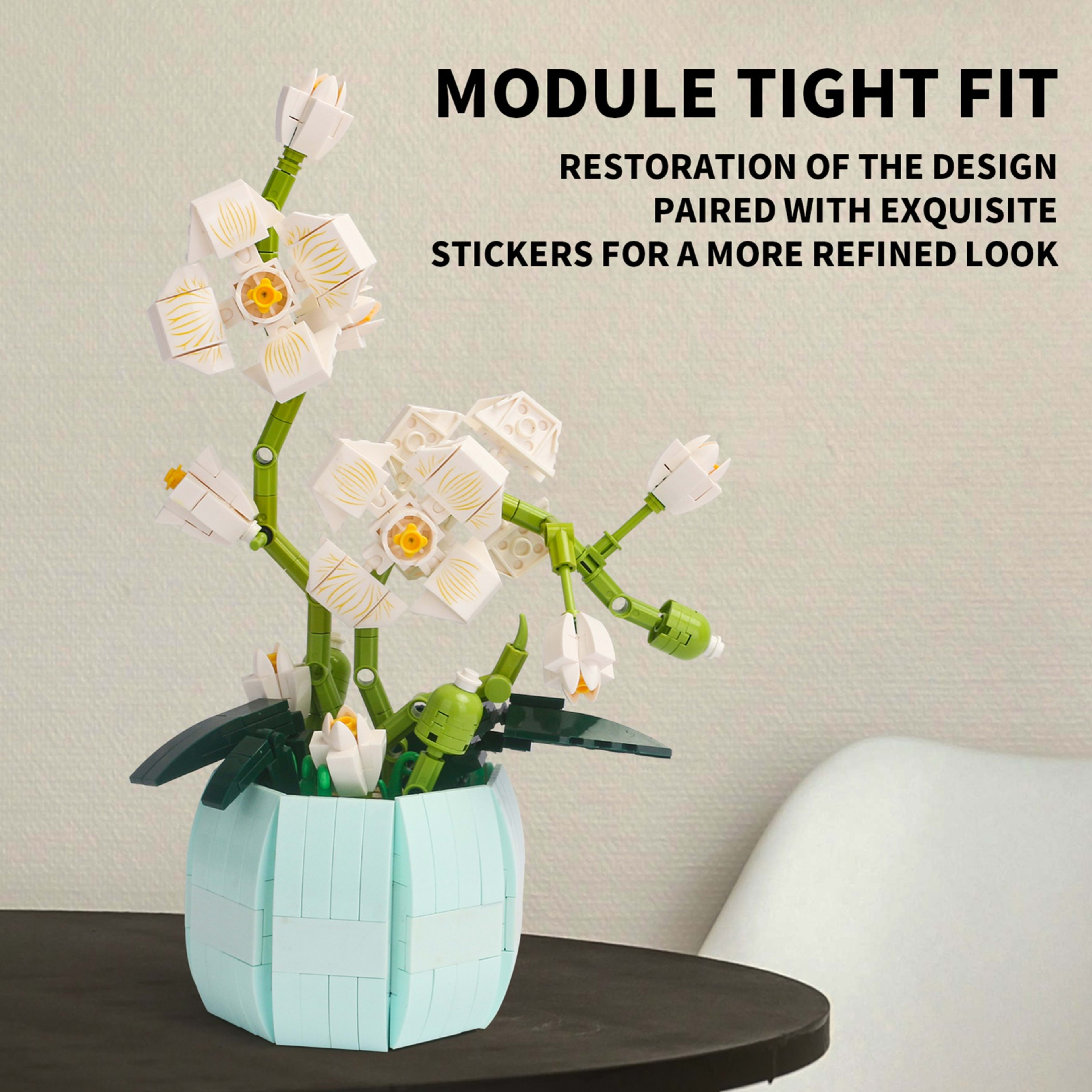 Flower Botanical Bonsai Building Set Freshing Color Orchid Bonsai Building Blocks Set For Home Decoration 11