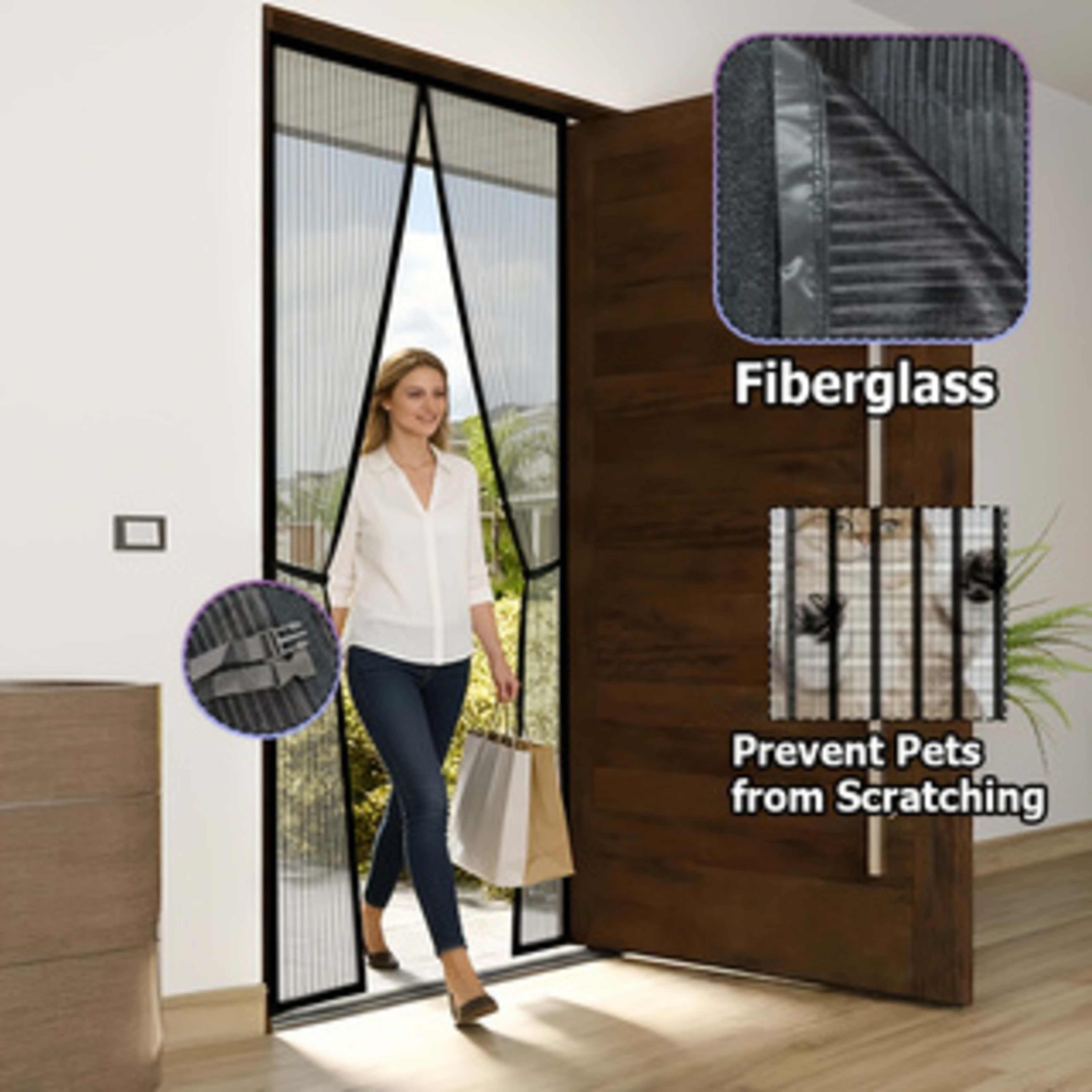 One Magnetic Mosquito Screen Door, Upgraded Summer Screen Window, No Drilling Needed, Made Of Diamond Mesh Material - In 12