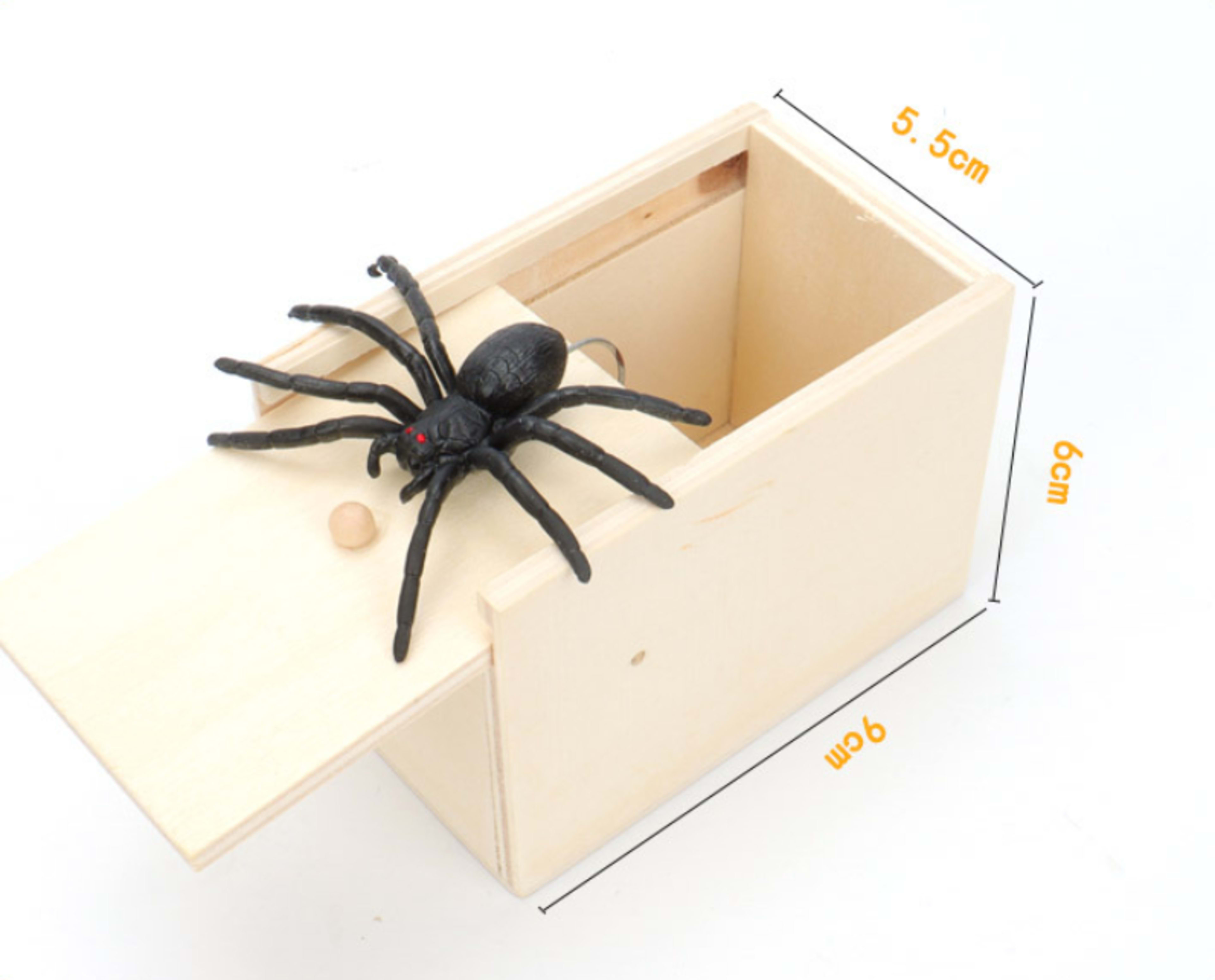 Simulation Spider Scared Wooden Box Spoof Spider Creative Tricky 6