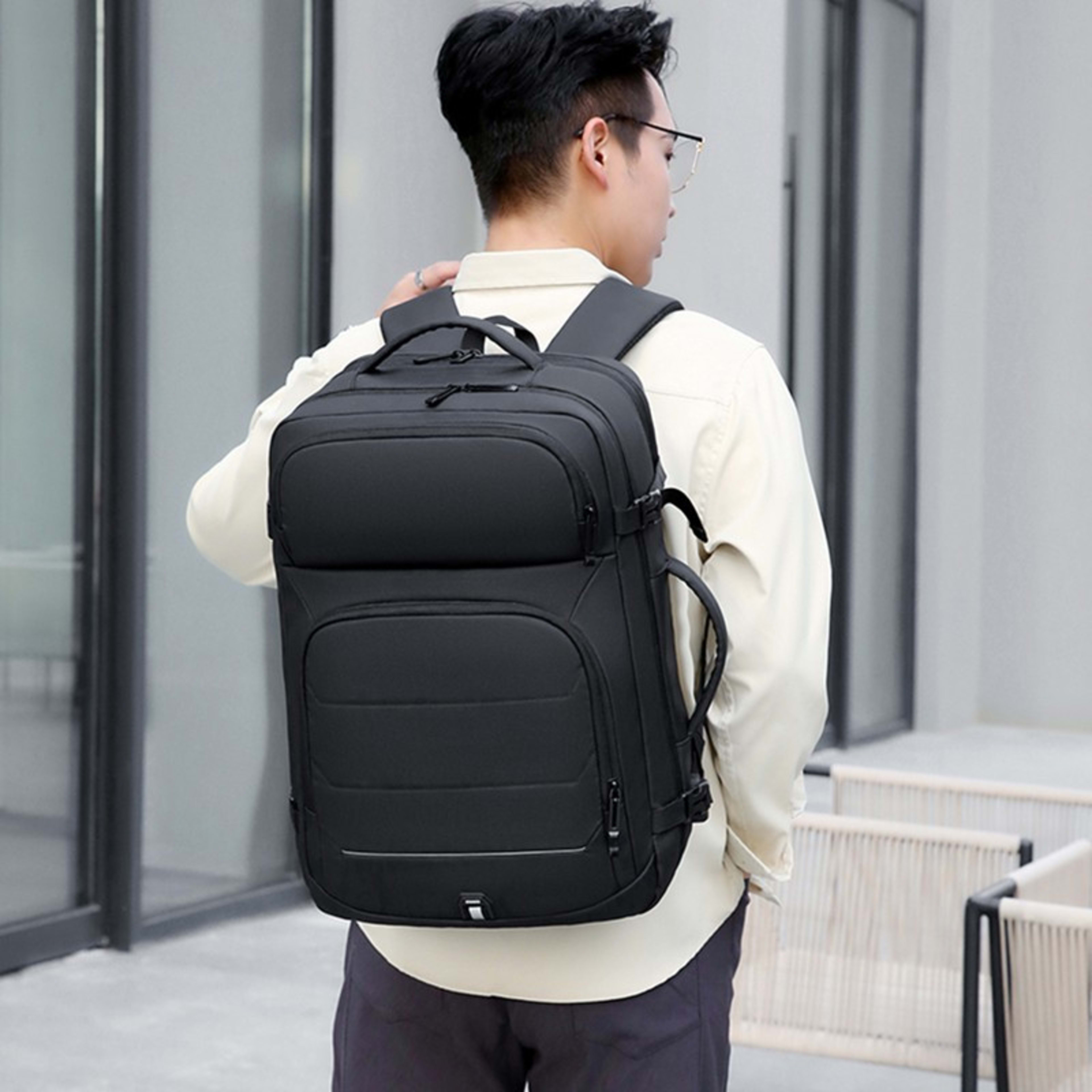 Men 18 Inch Expandable Backpack USB Port Laptop Rucksack Waterproof School Bag 11