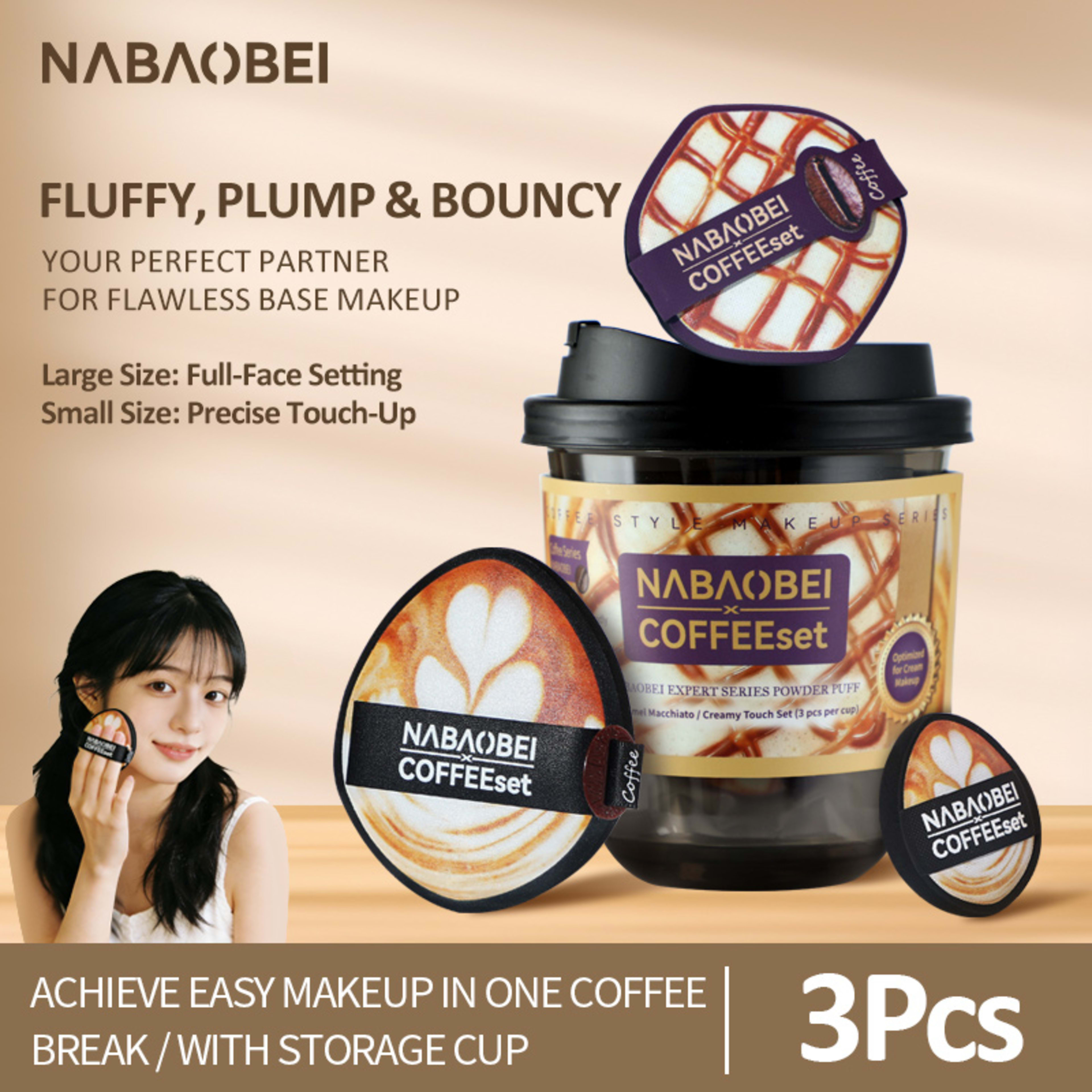 Caramel Macchiato Series Ultra-Soft Creamy Touch Sponge Combo  3Pcs Per Pack 2