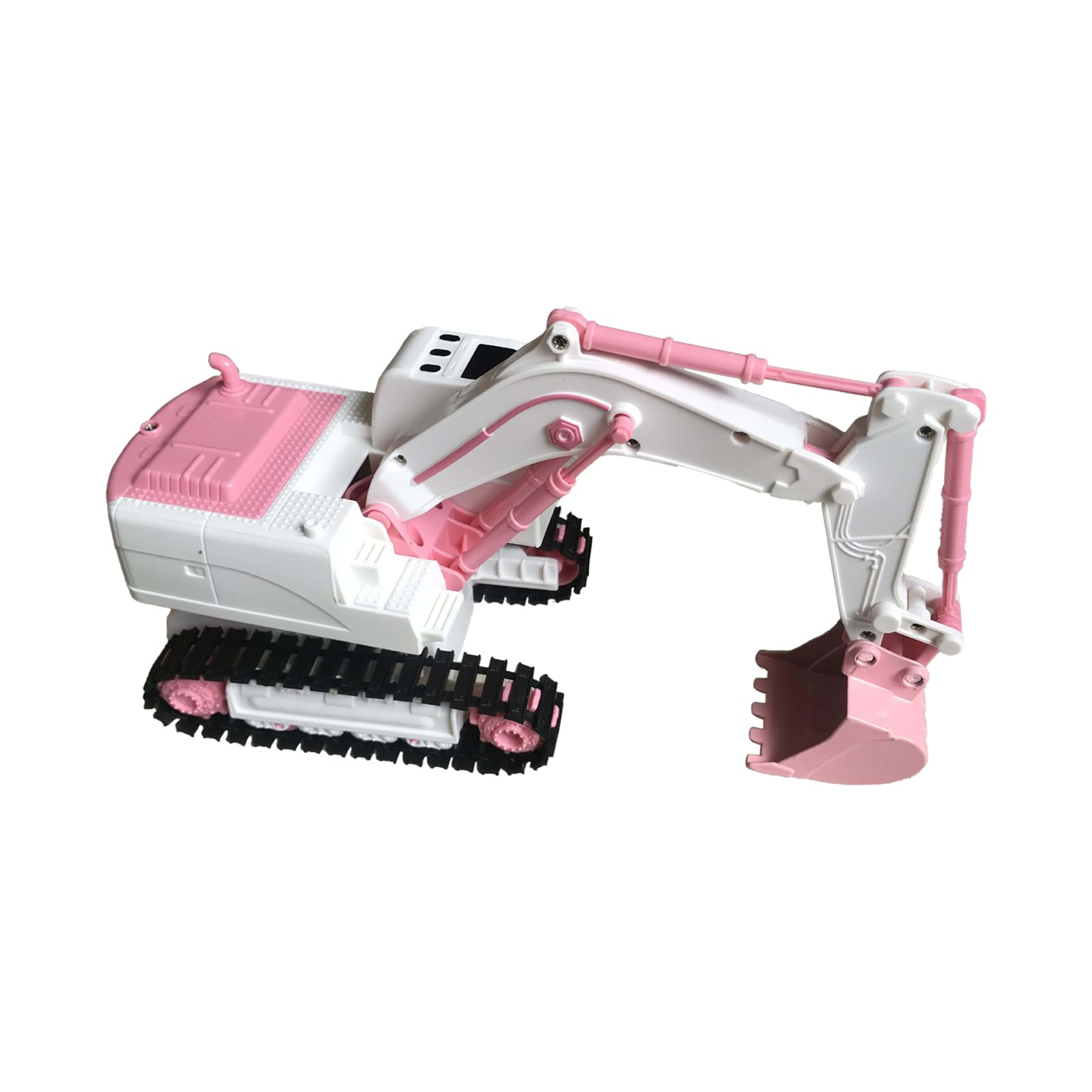 Pink Remote Control Excavator Toy Rechargeable Tracked Construction Vehicle With Lights And Music  Suitable For Girls An 12