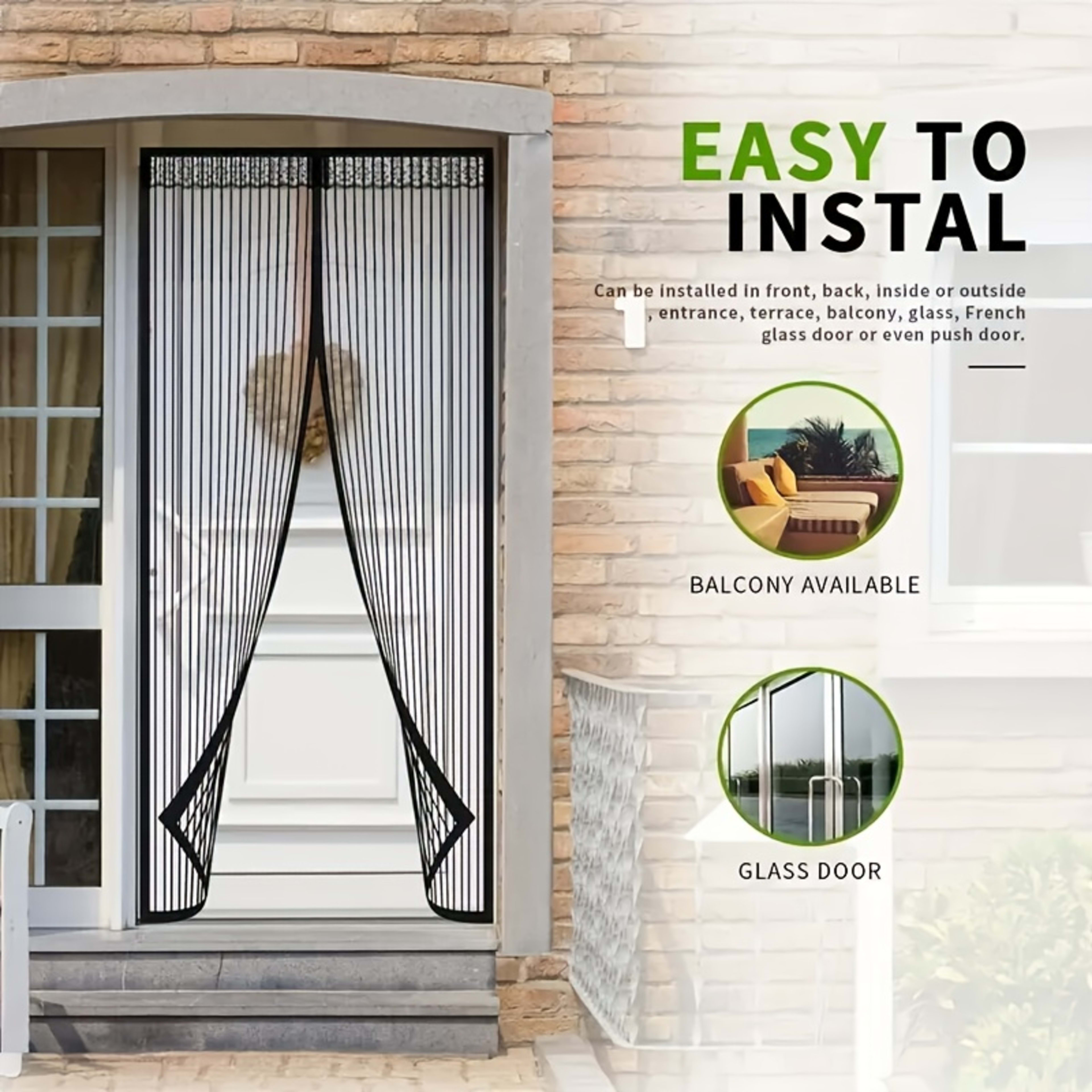 1 Easy-to-install Magnetic Screen Door - Pet-friendly, No-drill Mesh Curtain With Auto-close Feature, Durable And Weathe 5