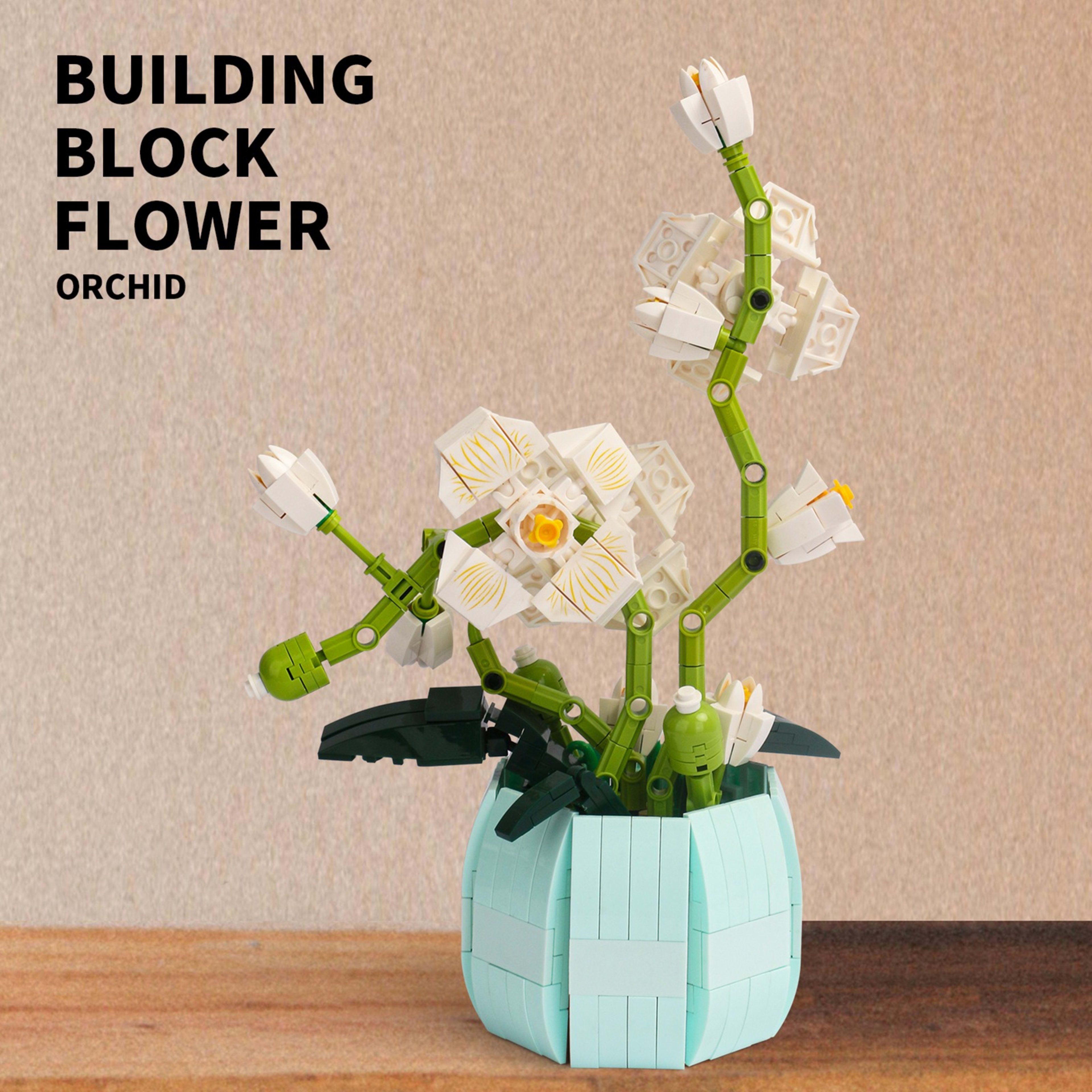 Flower Botanical Bonsai Building Set Freshing Color Orchid Bonsai Building Blocks Set For Home Decoration 7