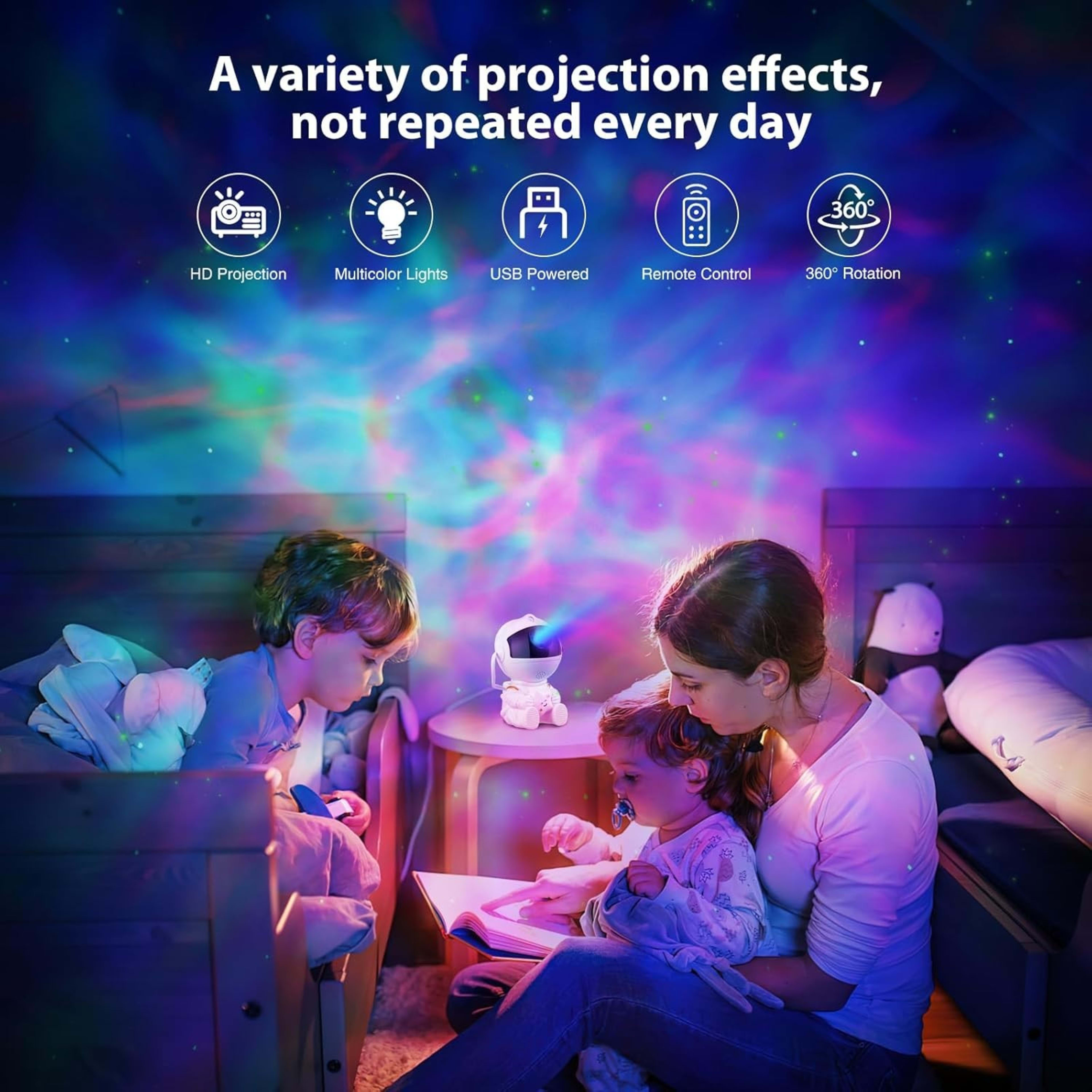 Astronaut Galaxy Projector, 360 Adjustable Star Projector, Starry Night Light Projector With Timer And Remote Control, U