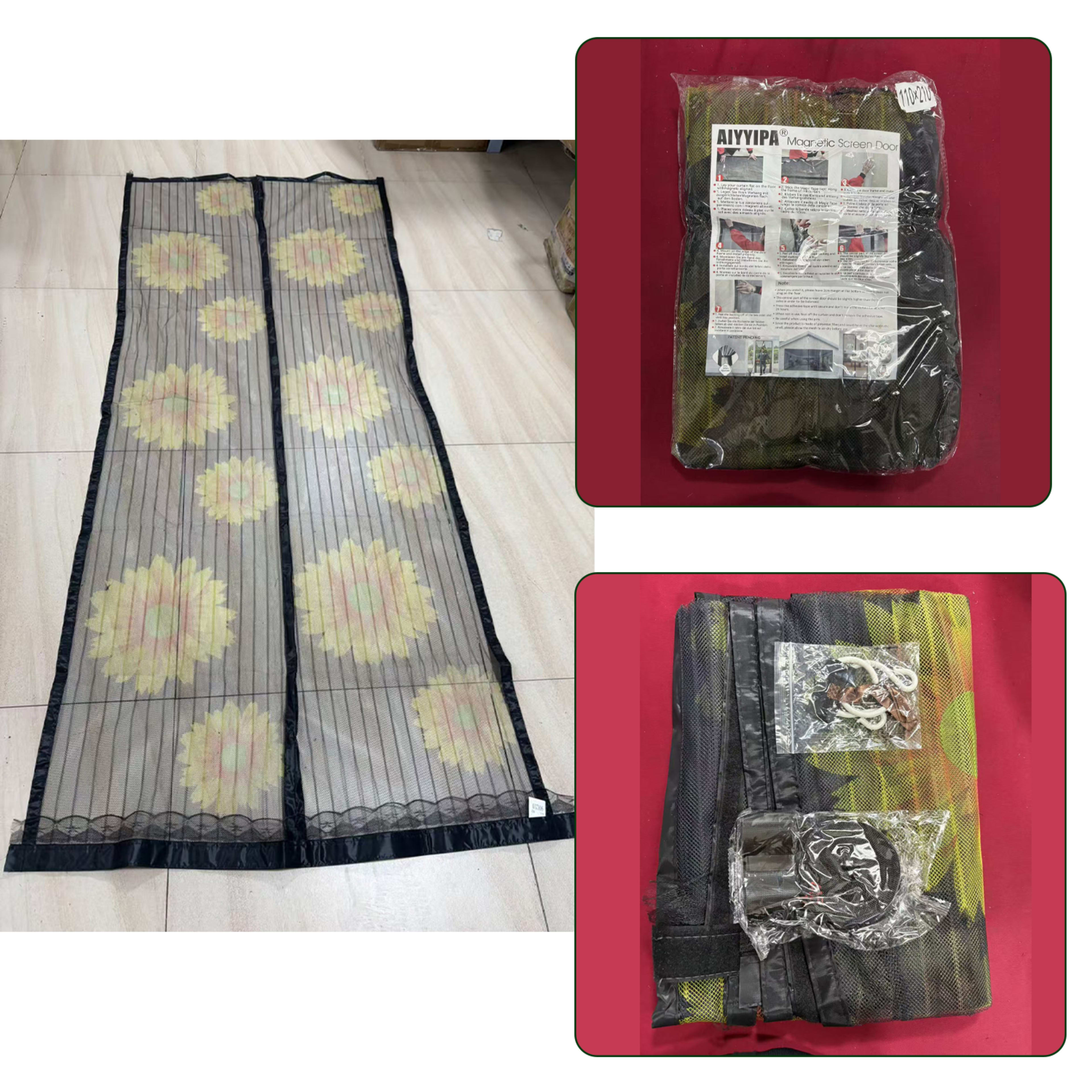Magnetic Screen Door, Sunflower Print Mesh Curtain With Lace Edge, Hands-Free Self-Closing Insect Mosquito Net, Keep Bug 10