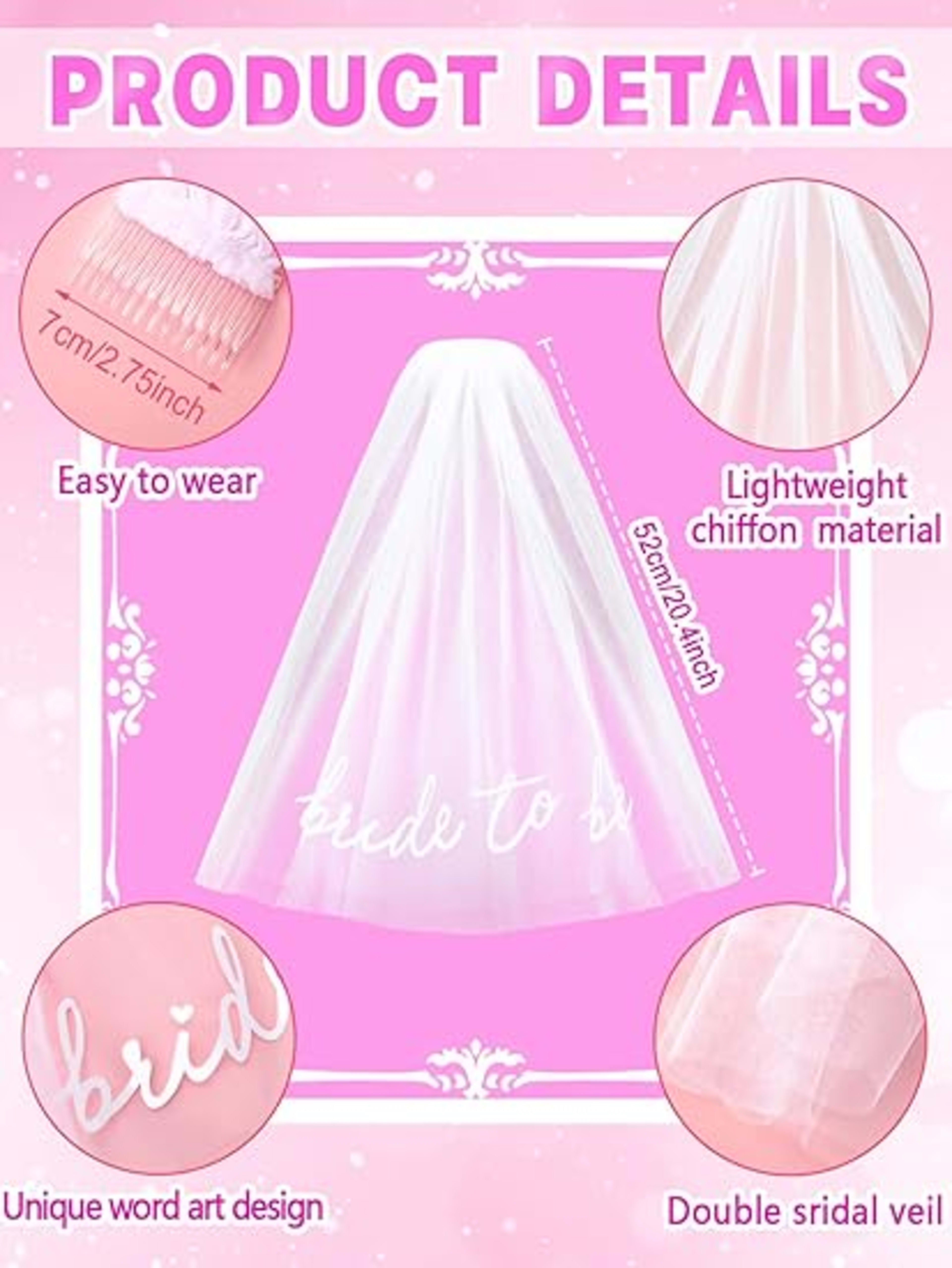 Bride To Be Embroidered Veil Bachelorette Party BachParty Accessory Bride To Be Headband White Bridal Veil Headpiece For 4