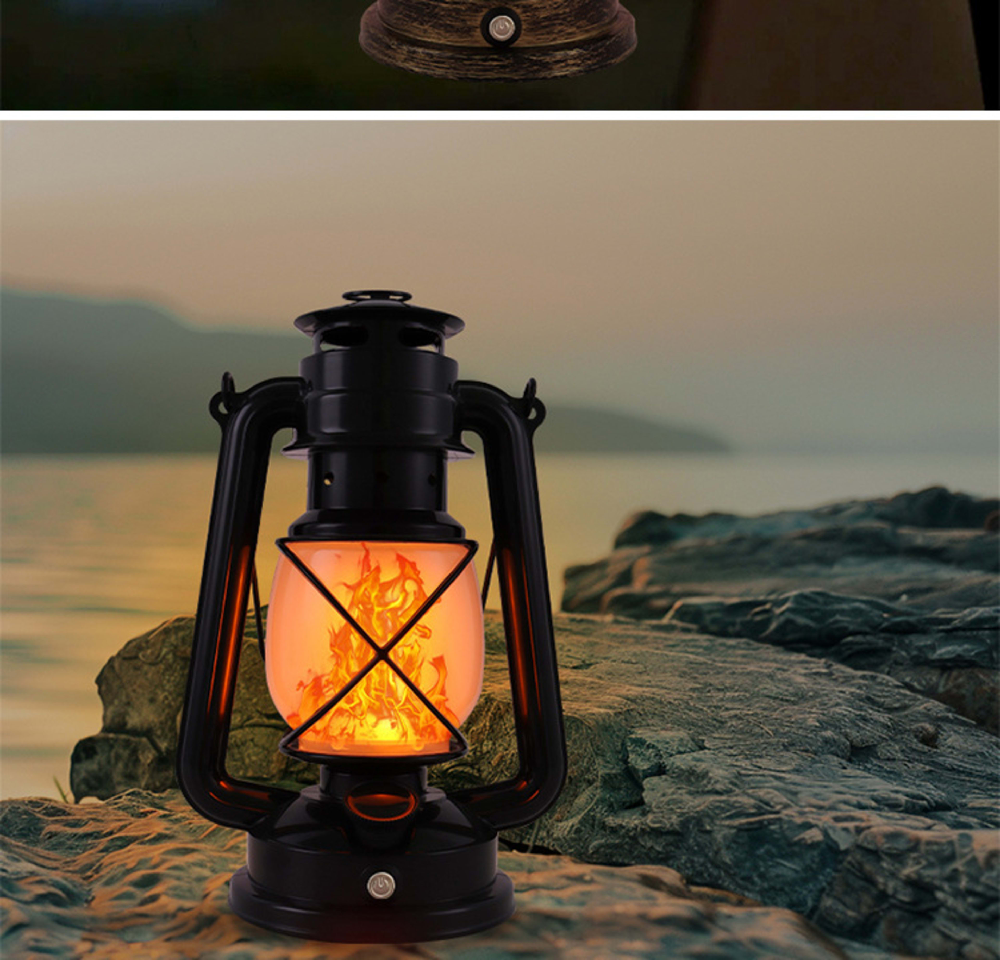 LED Rechargeable Table Lamp, Retro Flame Table Lamp For Outdoor Camping And Bars, Portable Hanging Retro Hurricane Lante 4