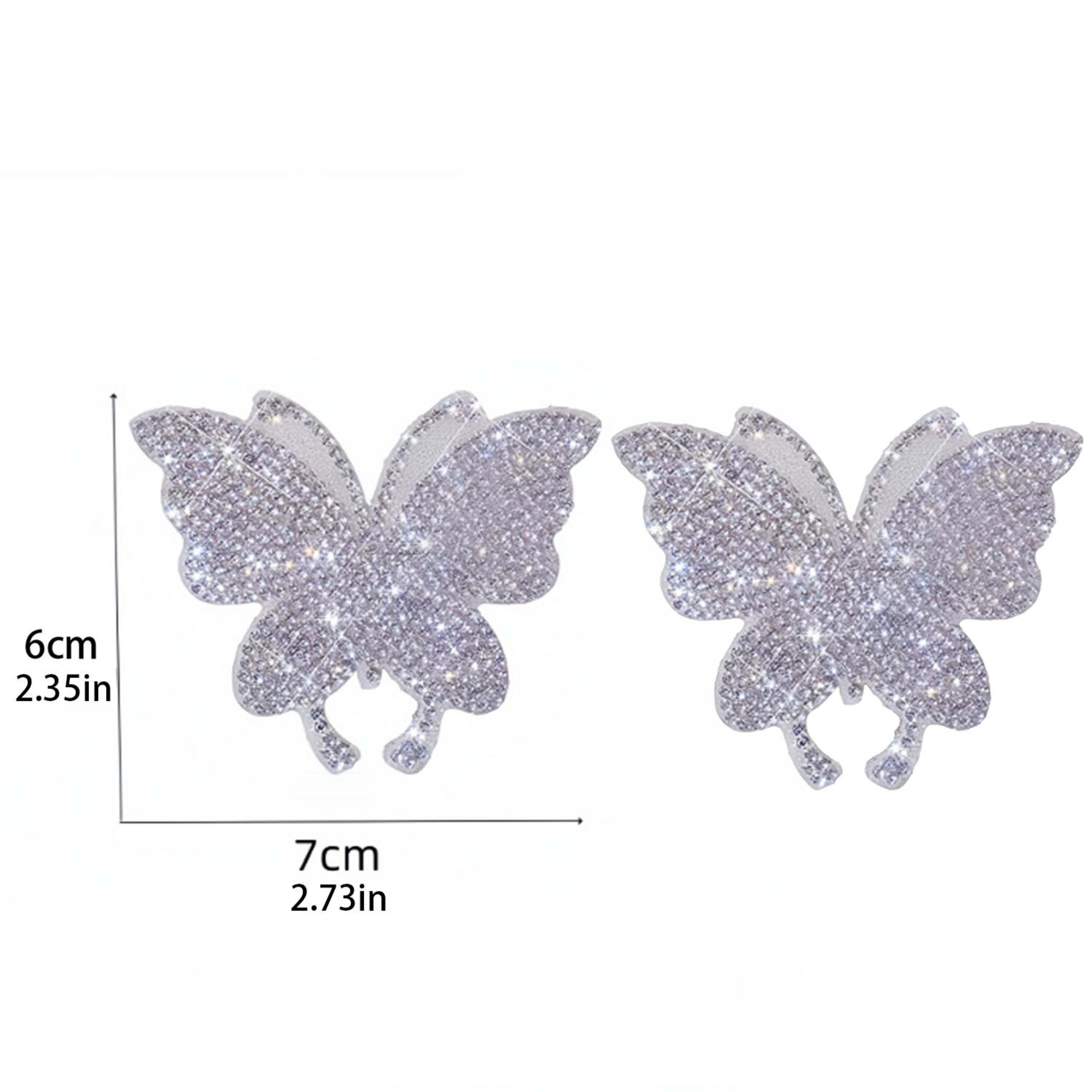 2-piece Car Interior Kit With Shiny Butterfly Net Rhinestone Stickers And 1-piece Bling Self-adhesive Car Decals 16