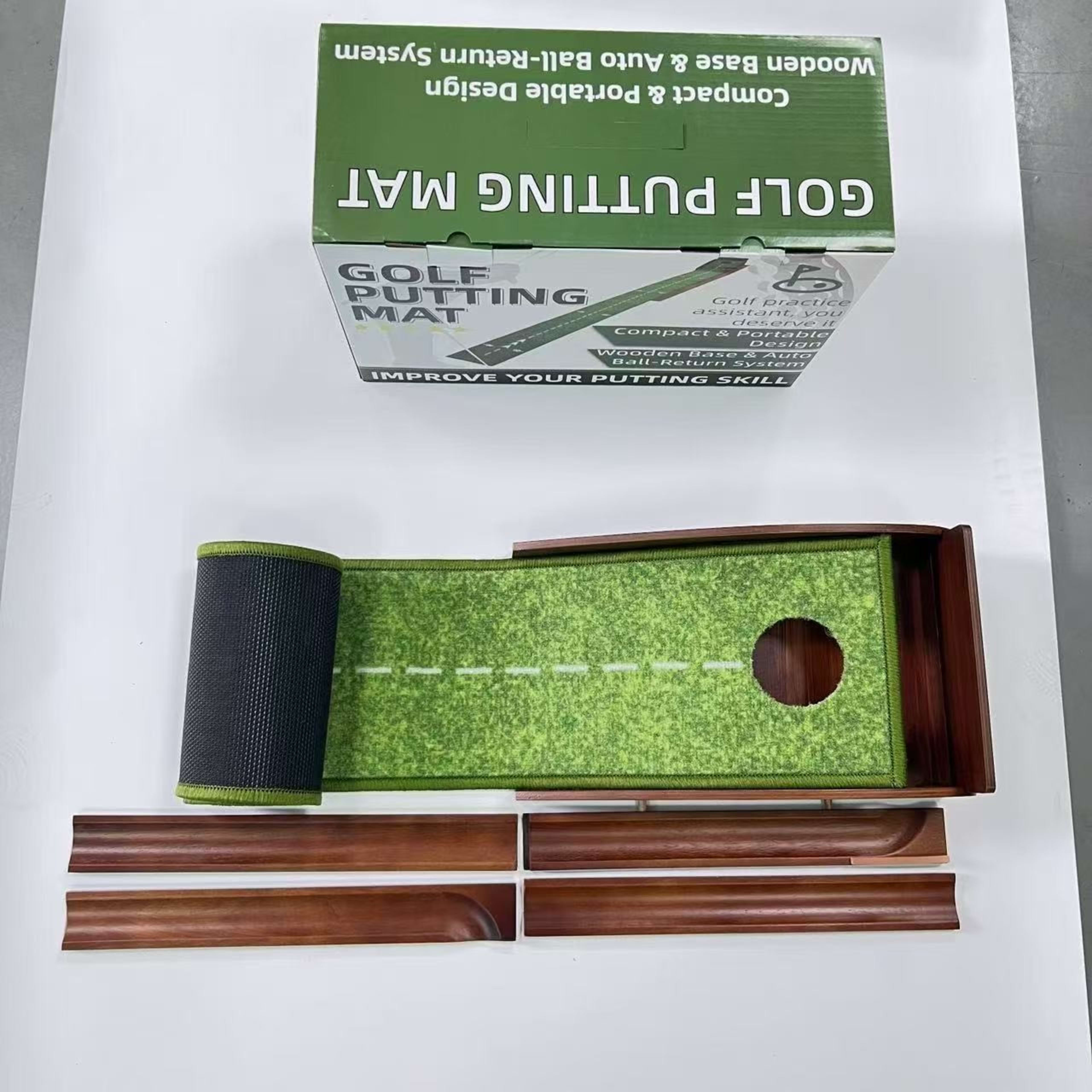 Golf Putting Mat Putting Green Practice Training Aid Auto Ball Return One Hole 7