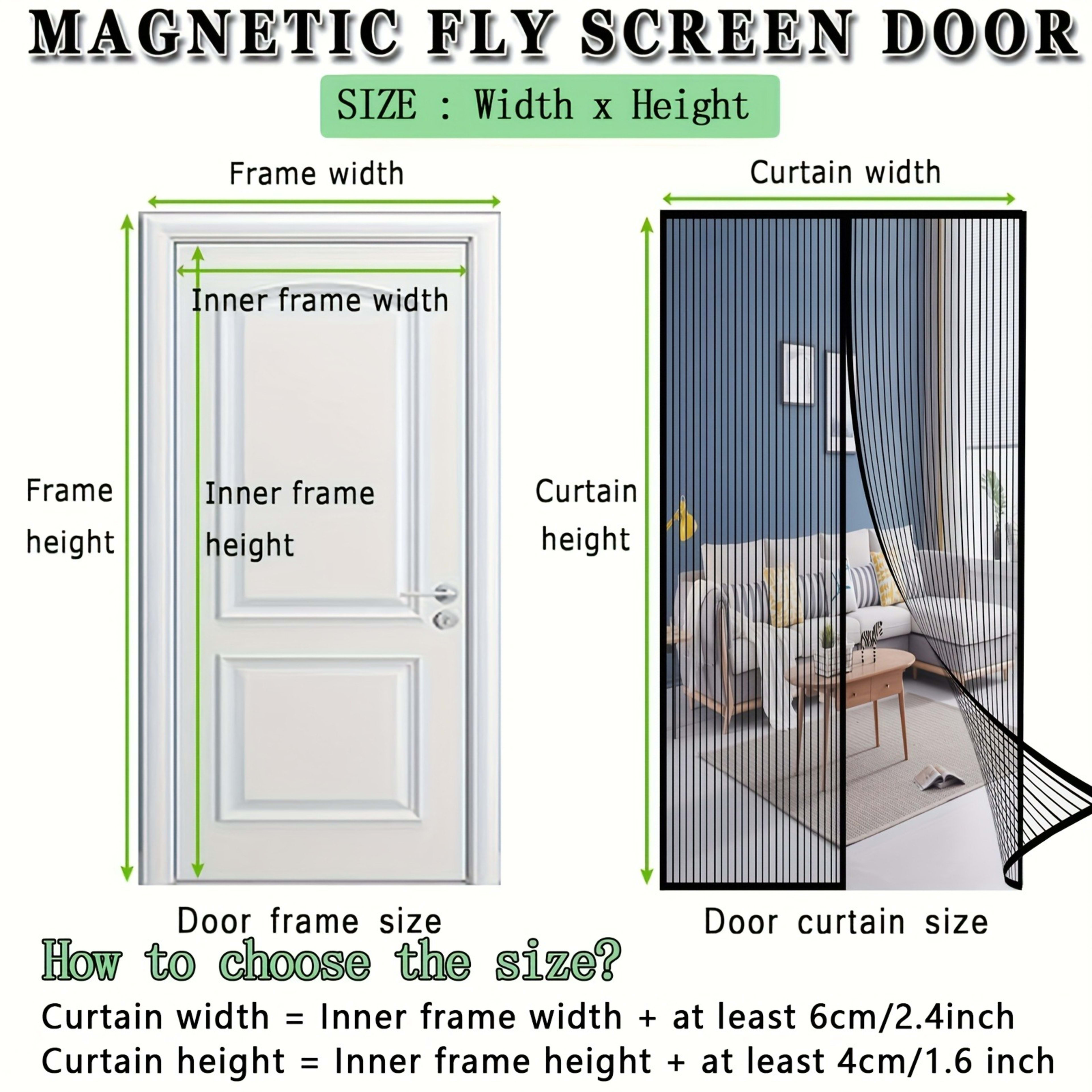 Magnetic Screen Door With Strong Magnetic Closure - No Drilling Required, Hands-free Sliding Door Curtain, Suitable For  10