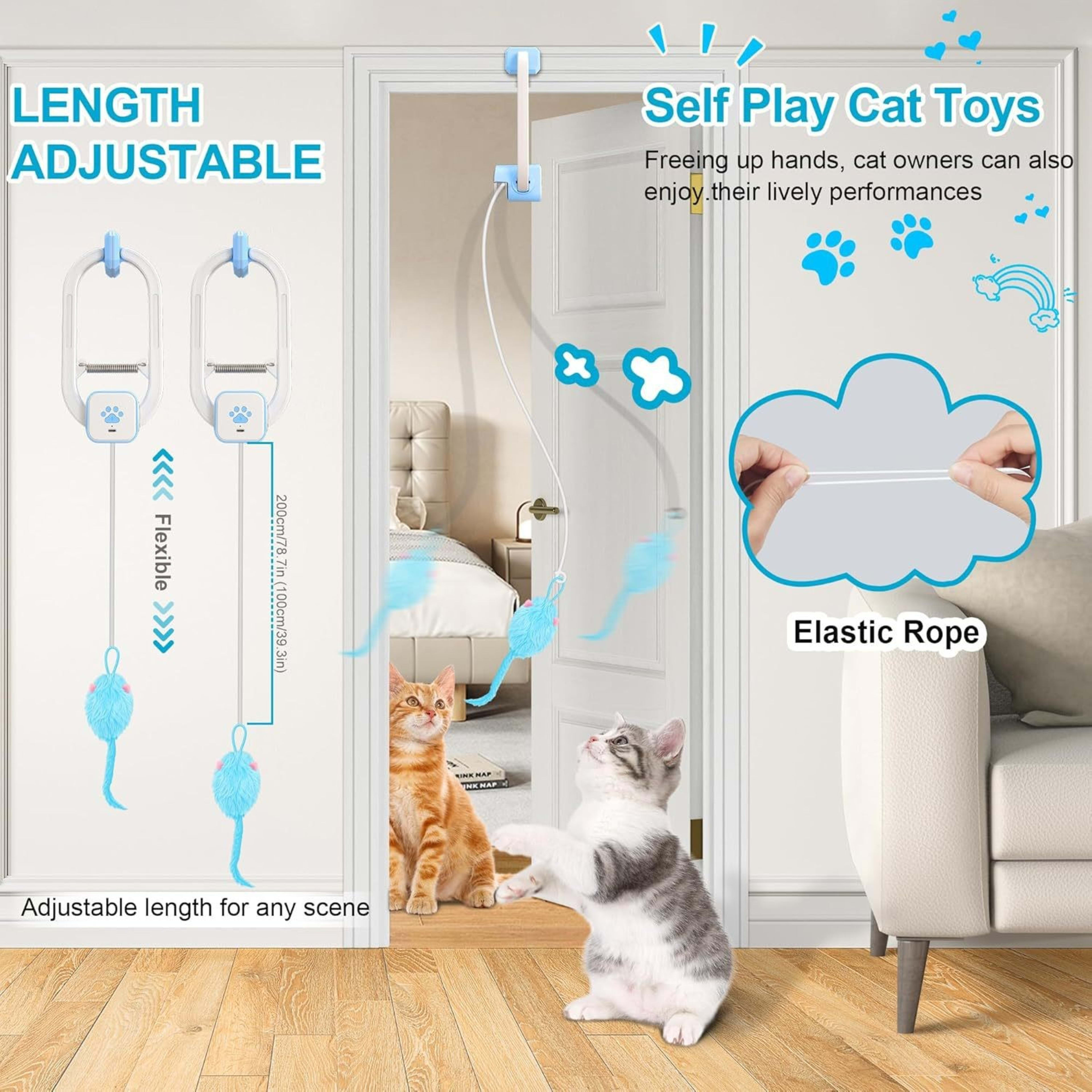 Rechargeable Electric Cat Teaser With Remote Interactive Door Clip Toy For Cats 4