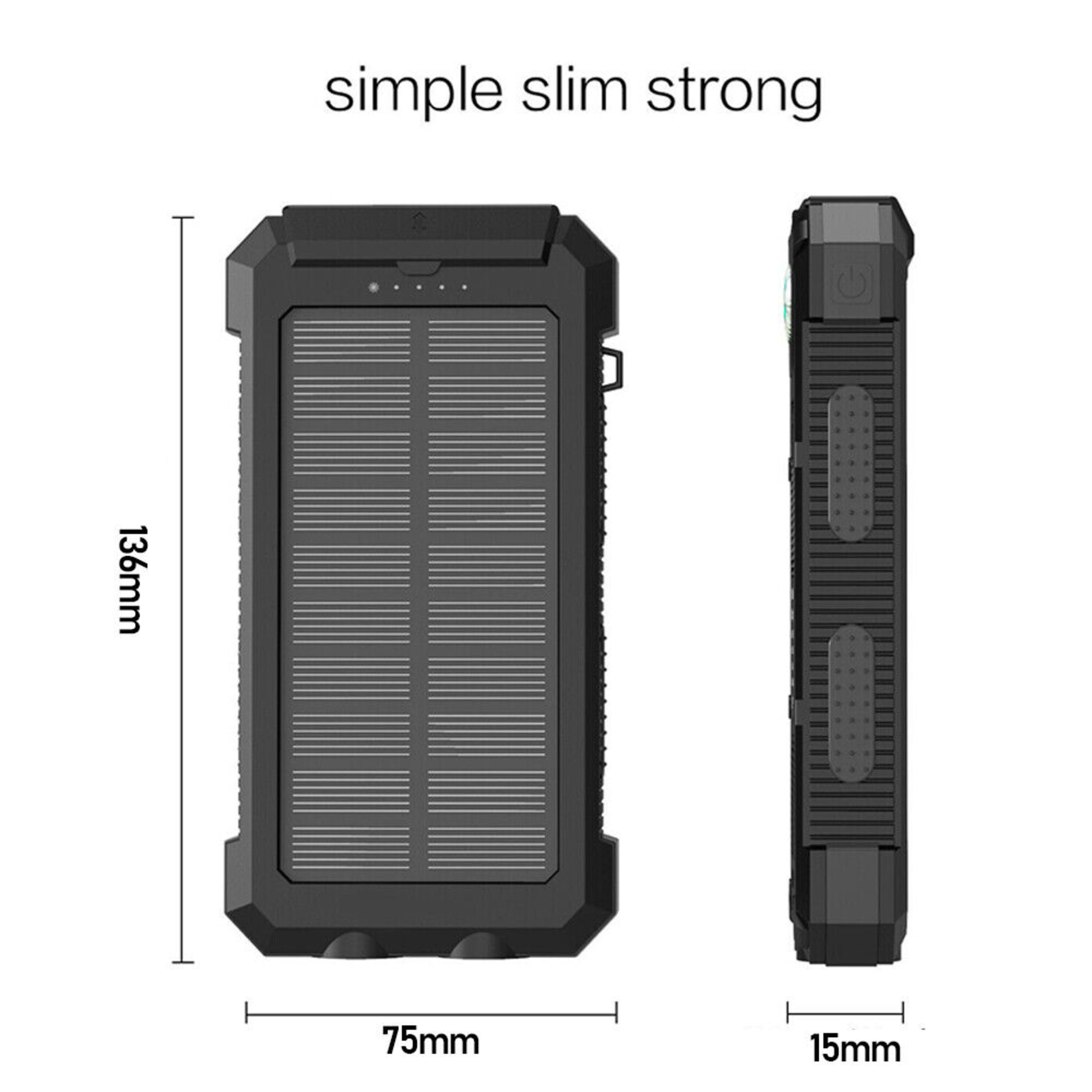 1o000 MAh Solar Power Bank, Waterproof, 2 USB Ports, LED Charger For Mobile Phones 15