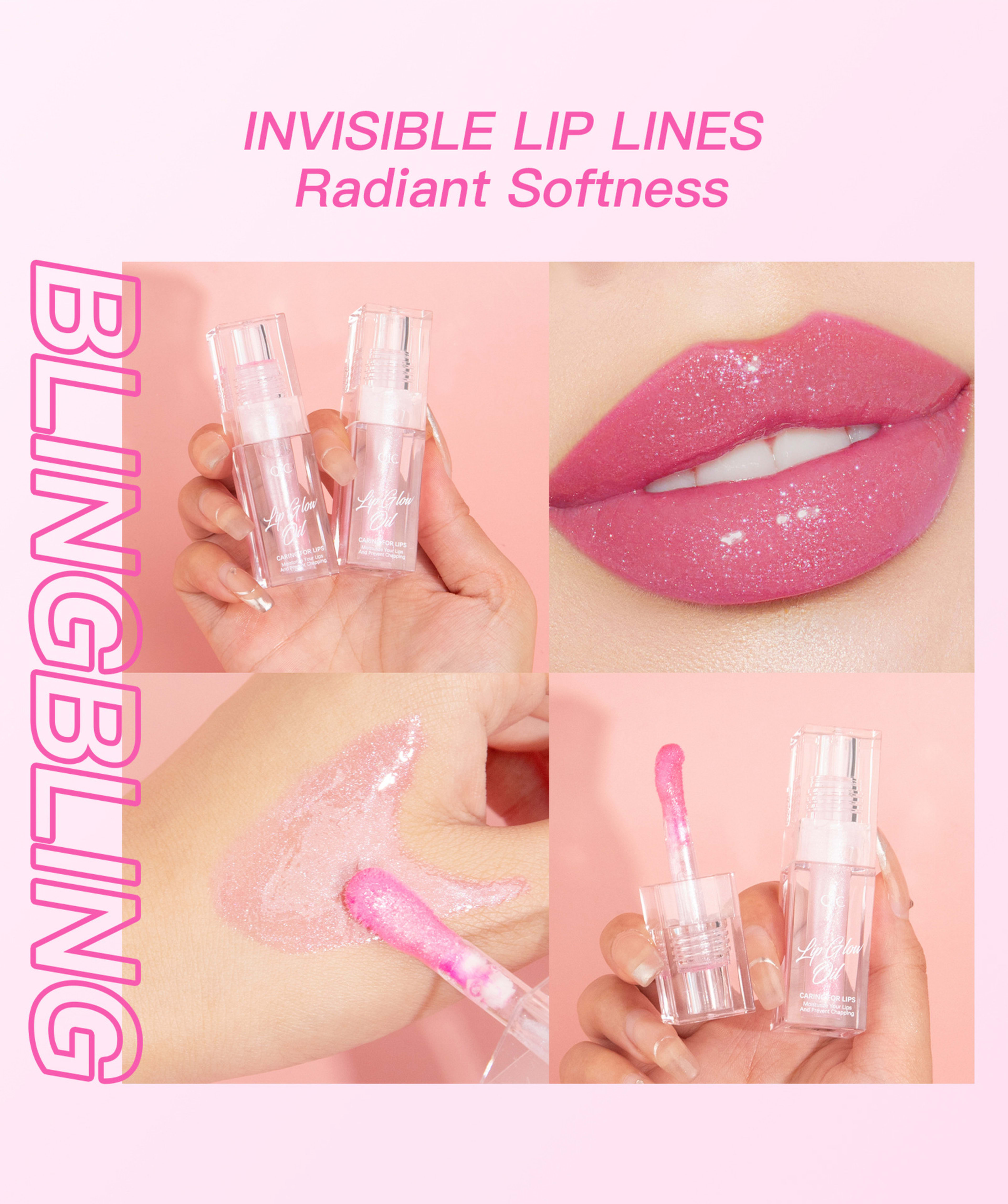 Color-changing Lip Oil,Lip Glow Oil, Glitter Plumping Tinted Gloss For Women Girls 2