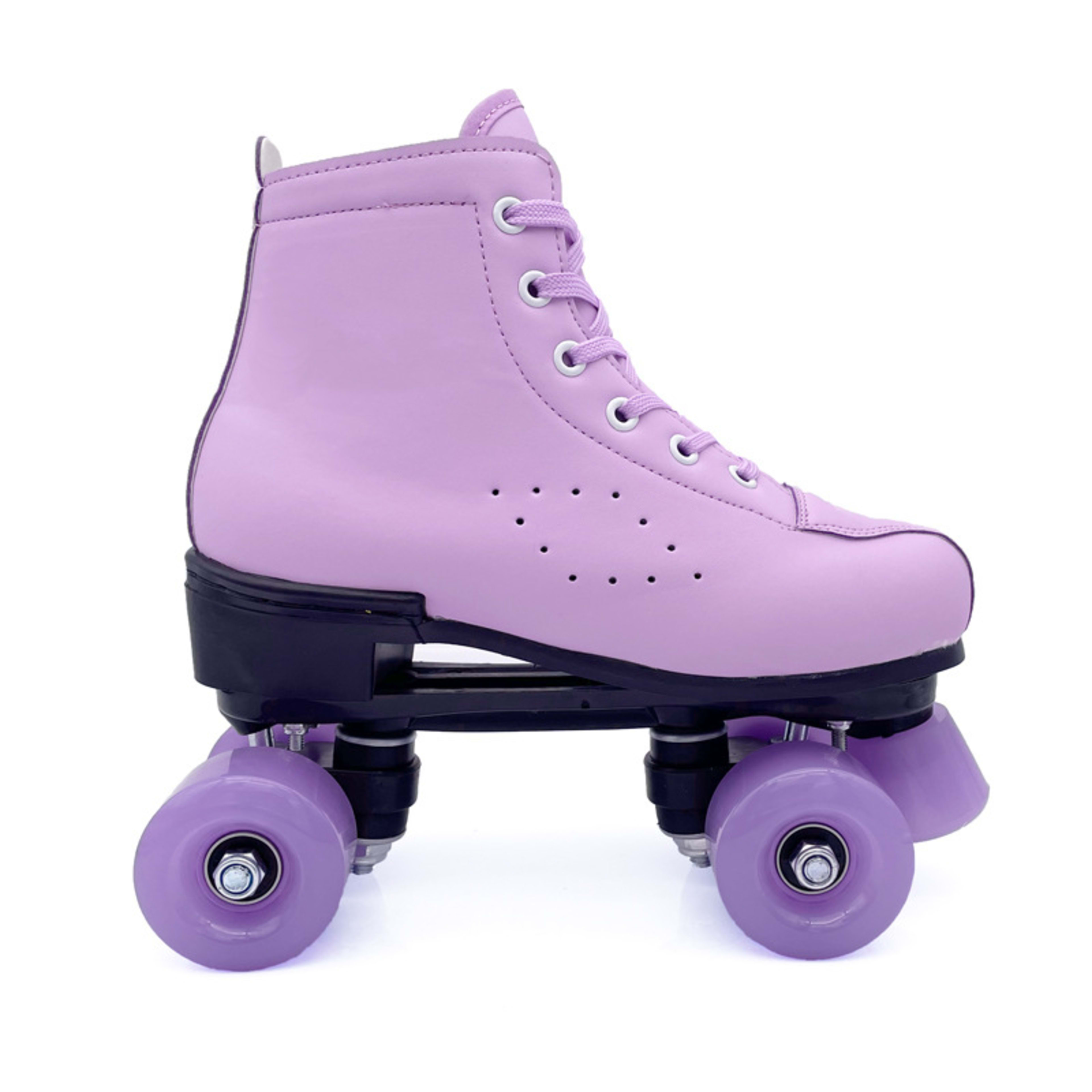 Double-row Leather Purple Roller Skates 2