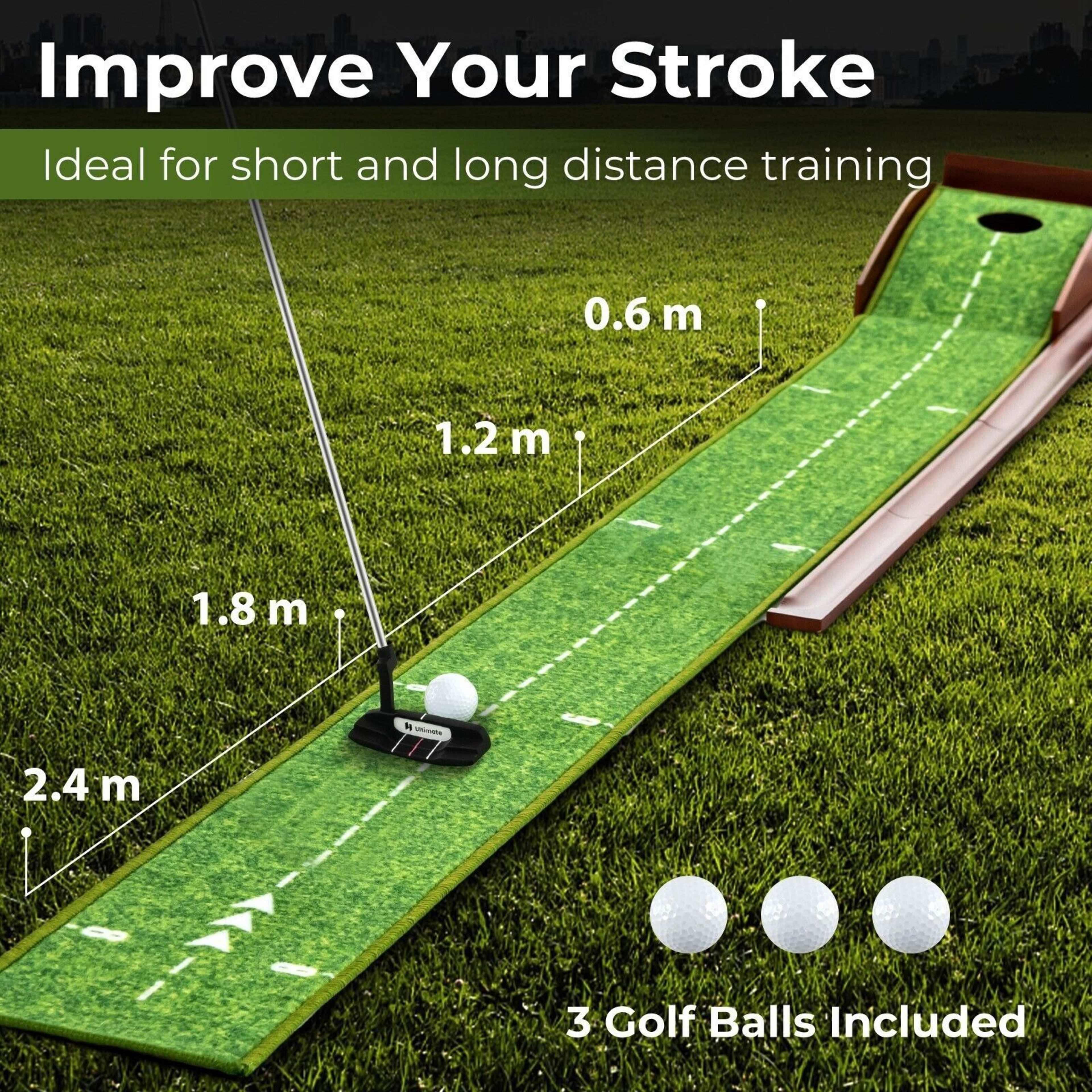 Golf Putting Mat Putting Green Practice Training Aid Auto Ball Return One Hole 3