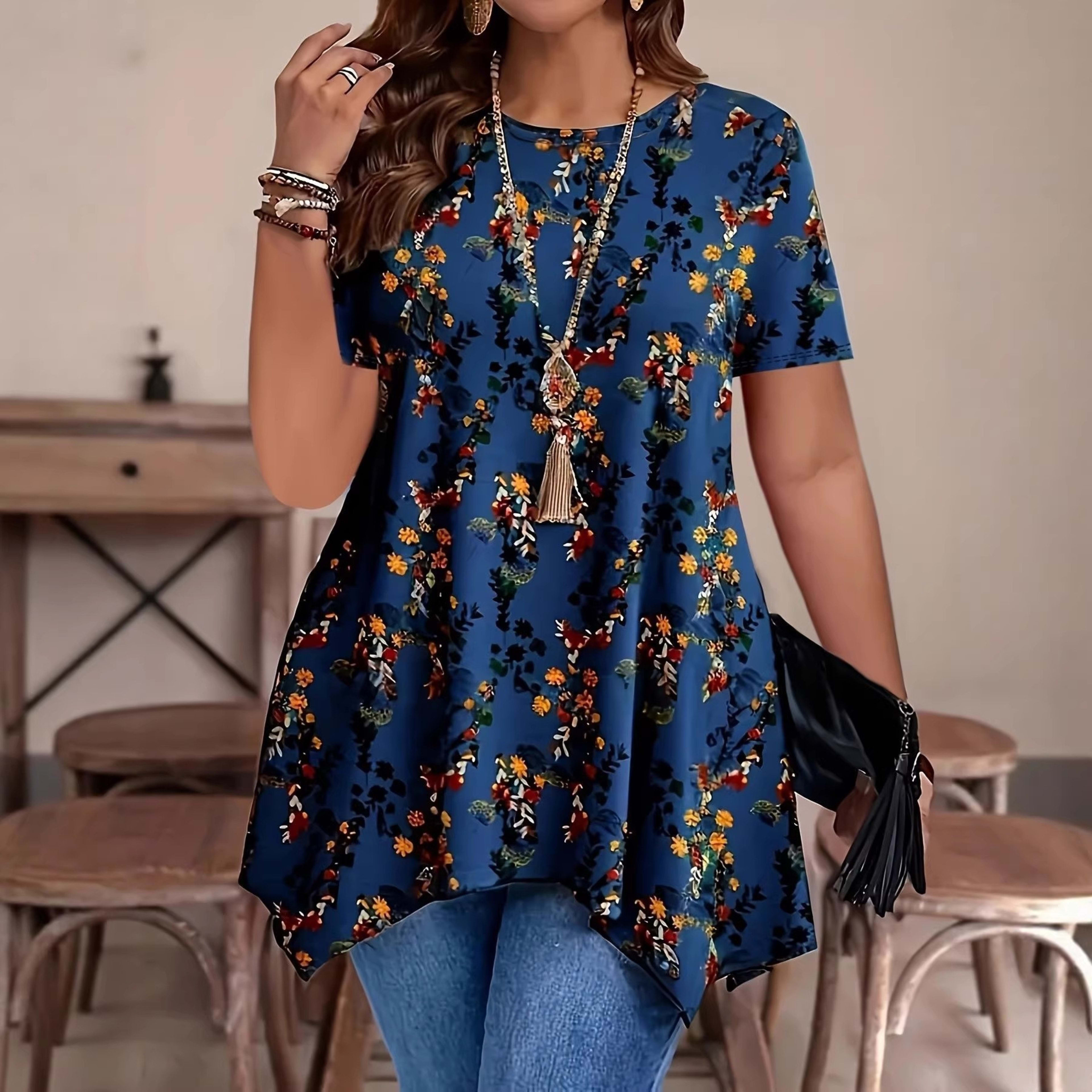 Floral Print Round-Neck T-Shirt 2