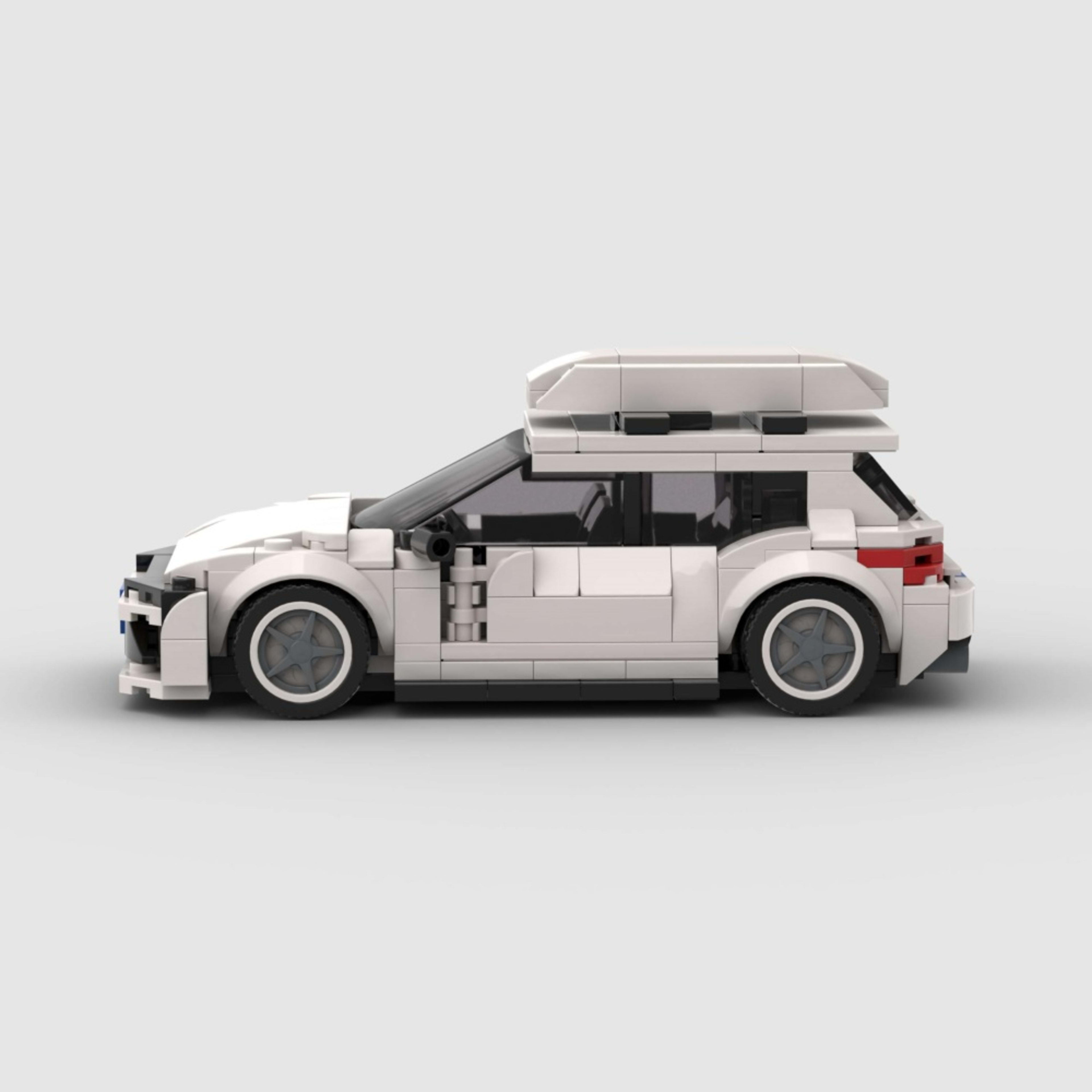 340PCS City Car White Hatchback Building Blocks With Roof Box, Modern Compact Wagon Car Toy Kit For Kids And Adults, Col 6