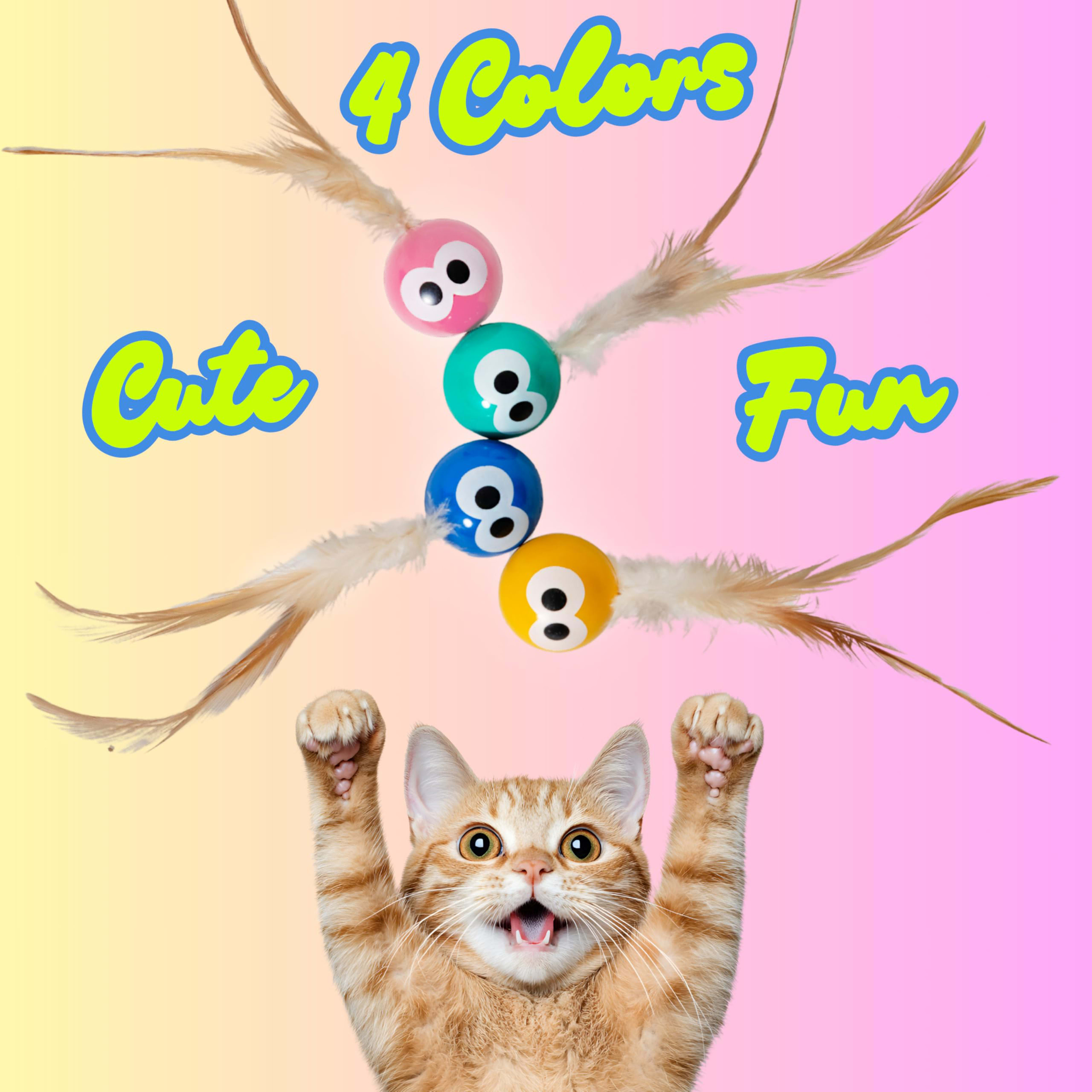 Bouncing Balls Cat Toy With Feather - Interactive Cat Bouncing Ball With Tail, Bouncing Cat Toy For Indoor Cats & Playfu 6