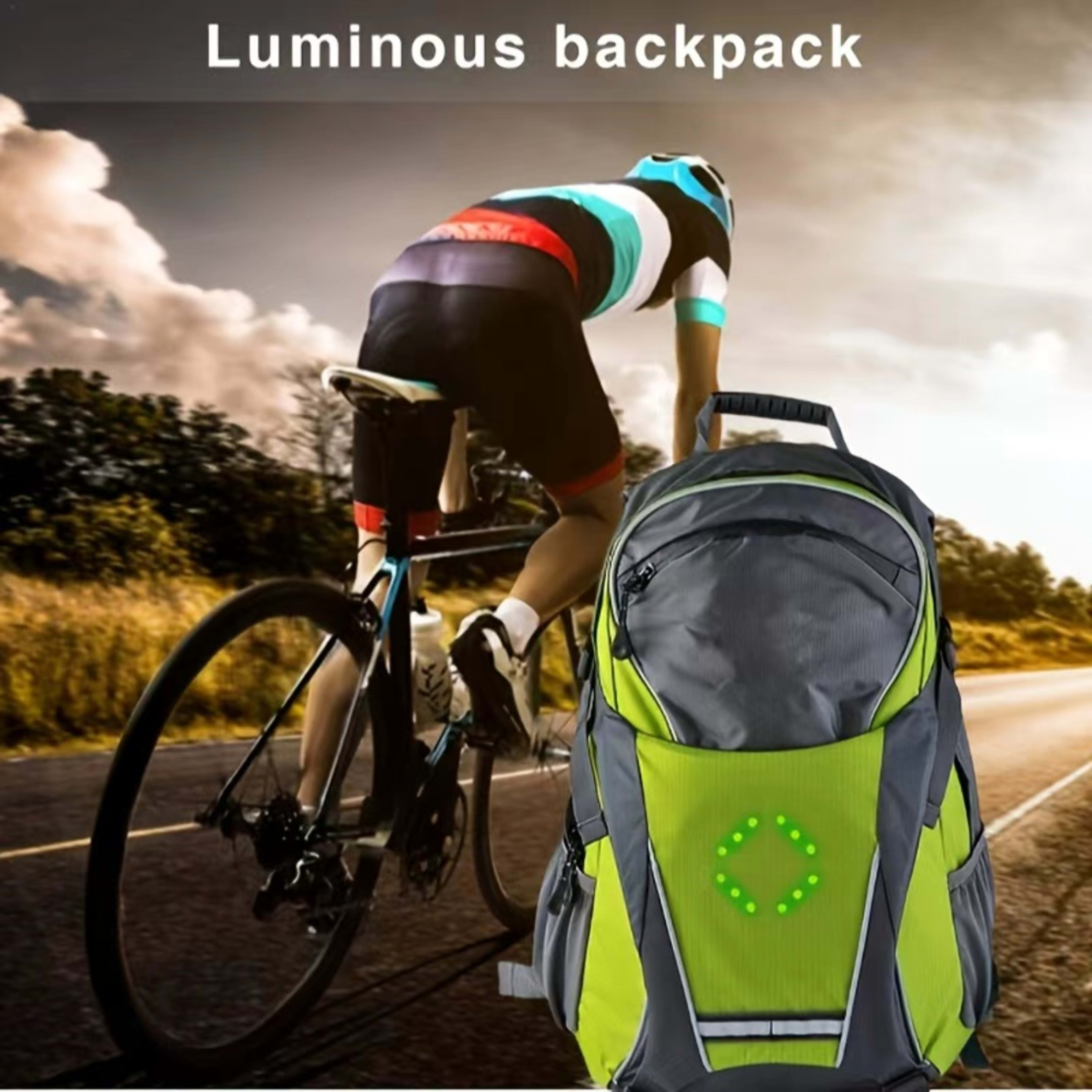 LED Cycling Backpack With Turn Signal Lights, Featuring Wireless Remote Control Smart LED Lights, USB Rechargeable For E