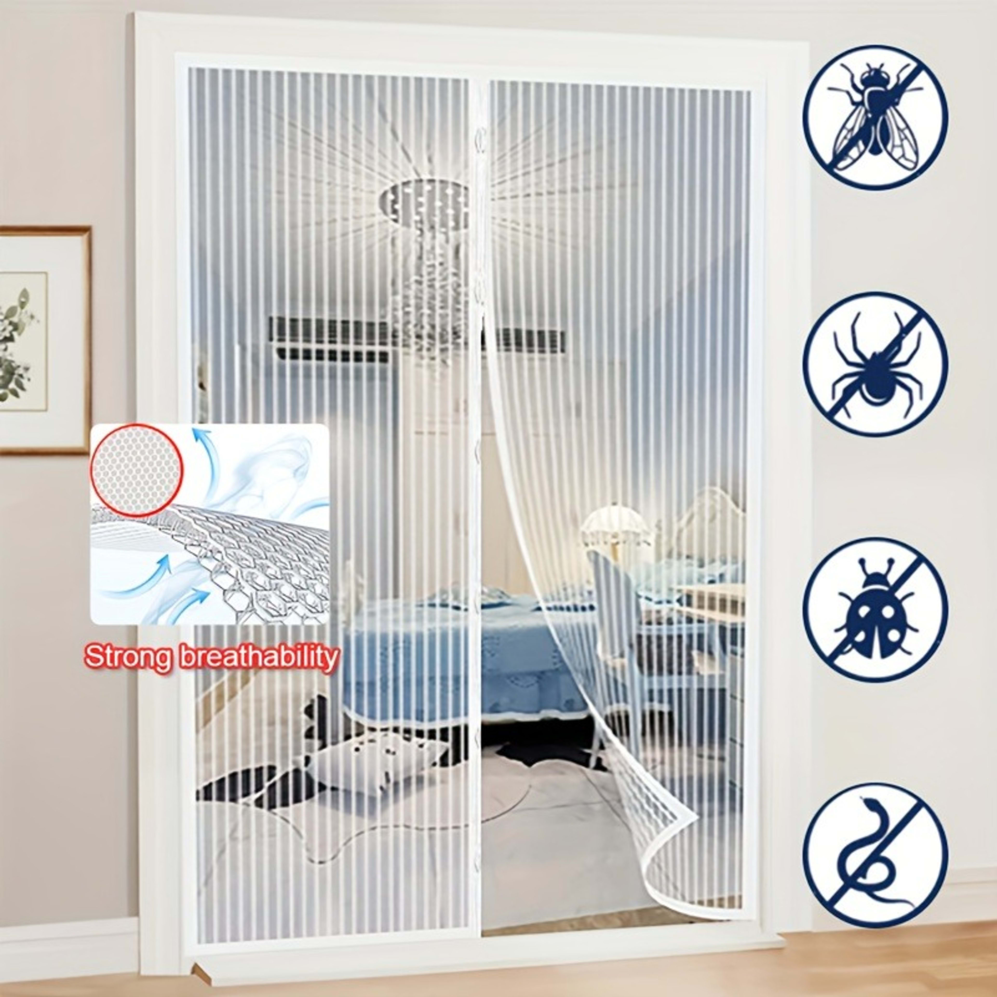 Automatic Self Closing Magnetic Screen Door  Heavy Duty Magnetic Closure, No Drilling Required, Suitable For Indoor Outd 12