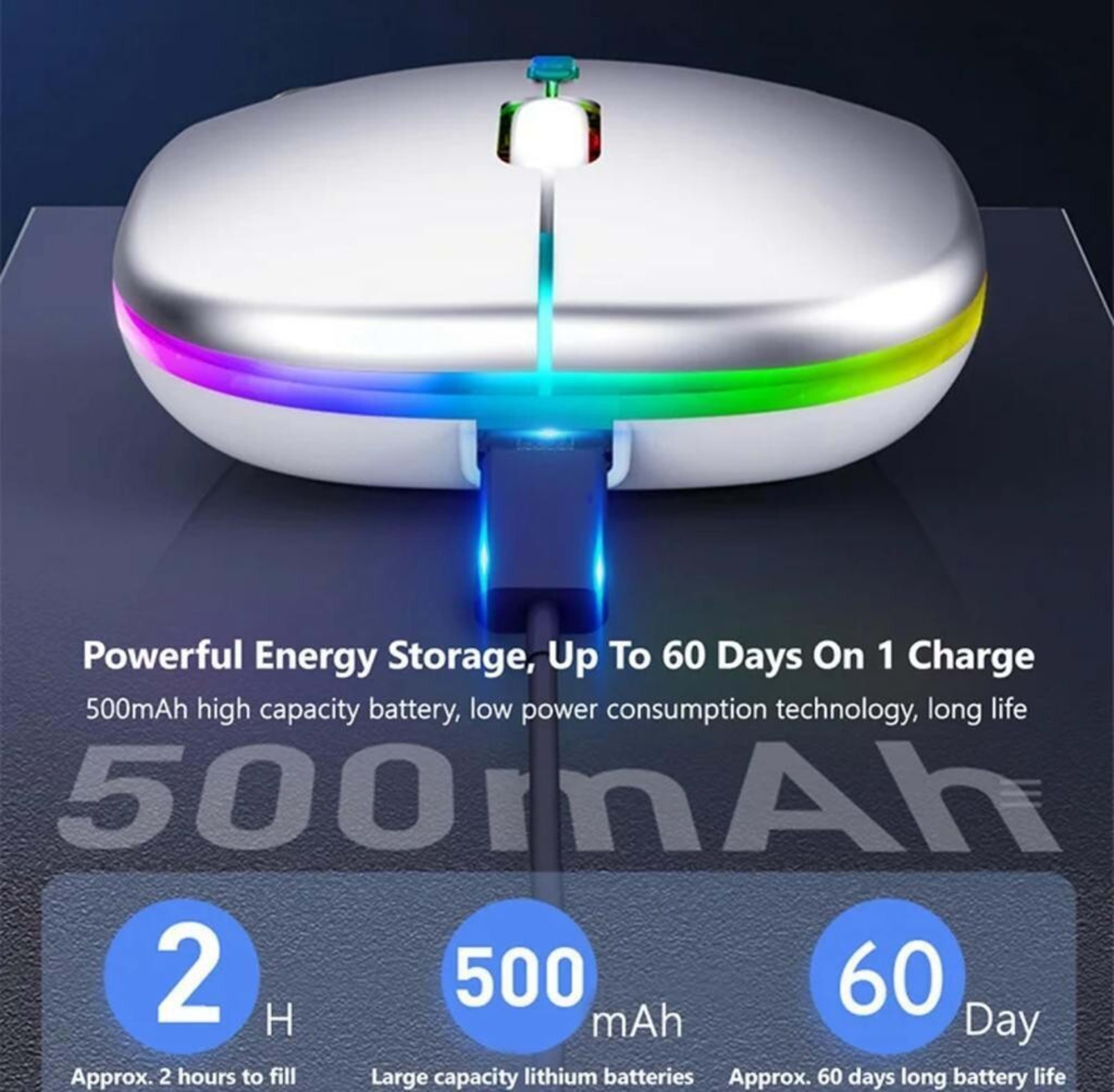 New Slim Silent Rechargeable Wireless Mouse RGB LED USB Mice MacBook Laptop PC 4
