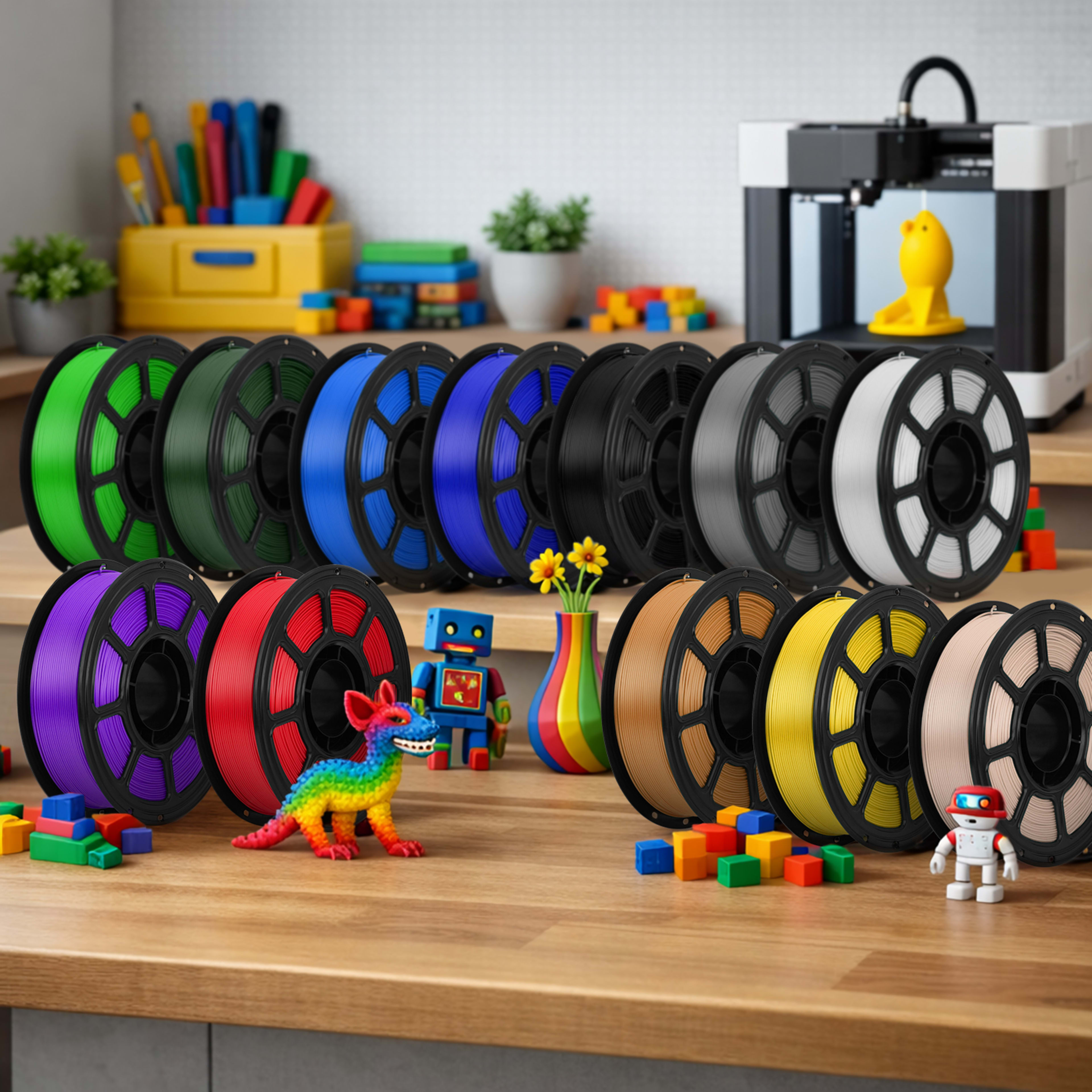 PLA 3D Printer Filament 12 Pack, 12 Colors Assorted Multicolor Filament Set, 1.75mm, 15.6kg Total Weight, Colorful Print 5