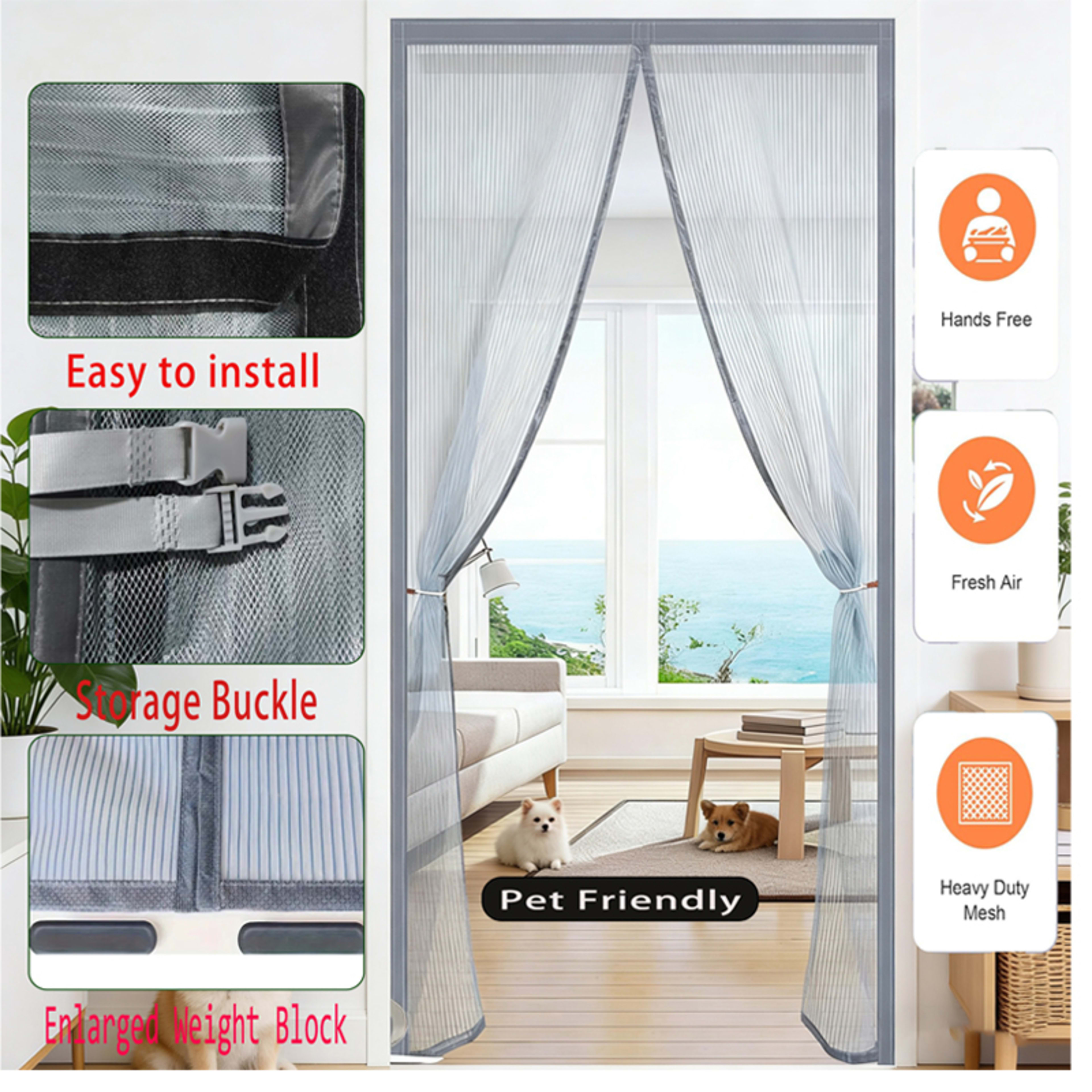 Magnetic Mosquito-proof Screen Door, Breathable And Insect-resistant, Easy To Install Without Drilling, Magnetic And Qui 8
