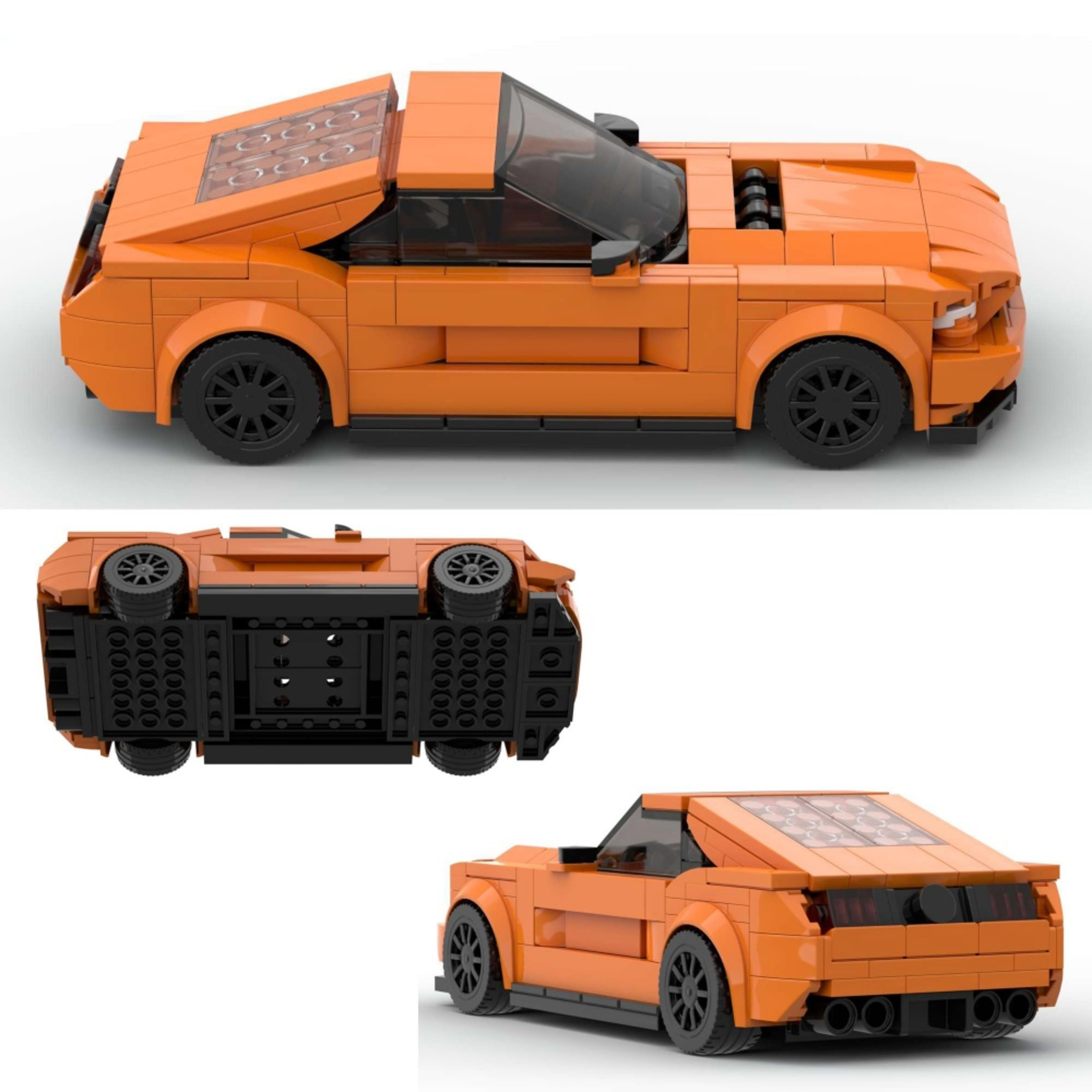 348PCS Sports Race Orange Muscle Car Building Blocks, Mustang Inspired Sports Coupe Toy Kit For Kids And Adult,Collectib 5