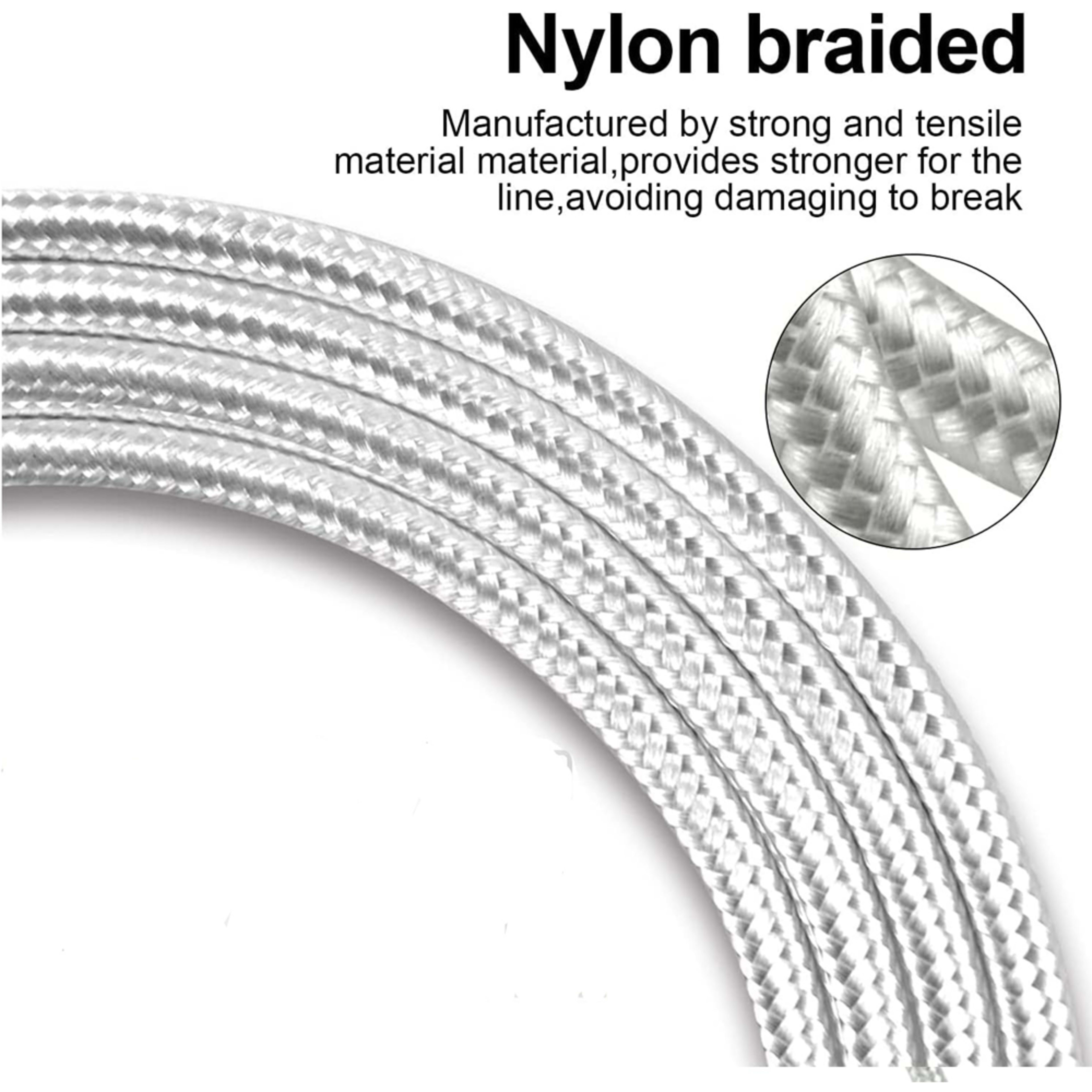 150cm 180cm USB Charging Cable A Pple MFi Certified, Nylon Braided Jacket,silver Premium Series 8
