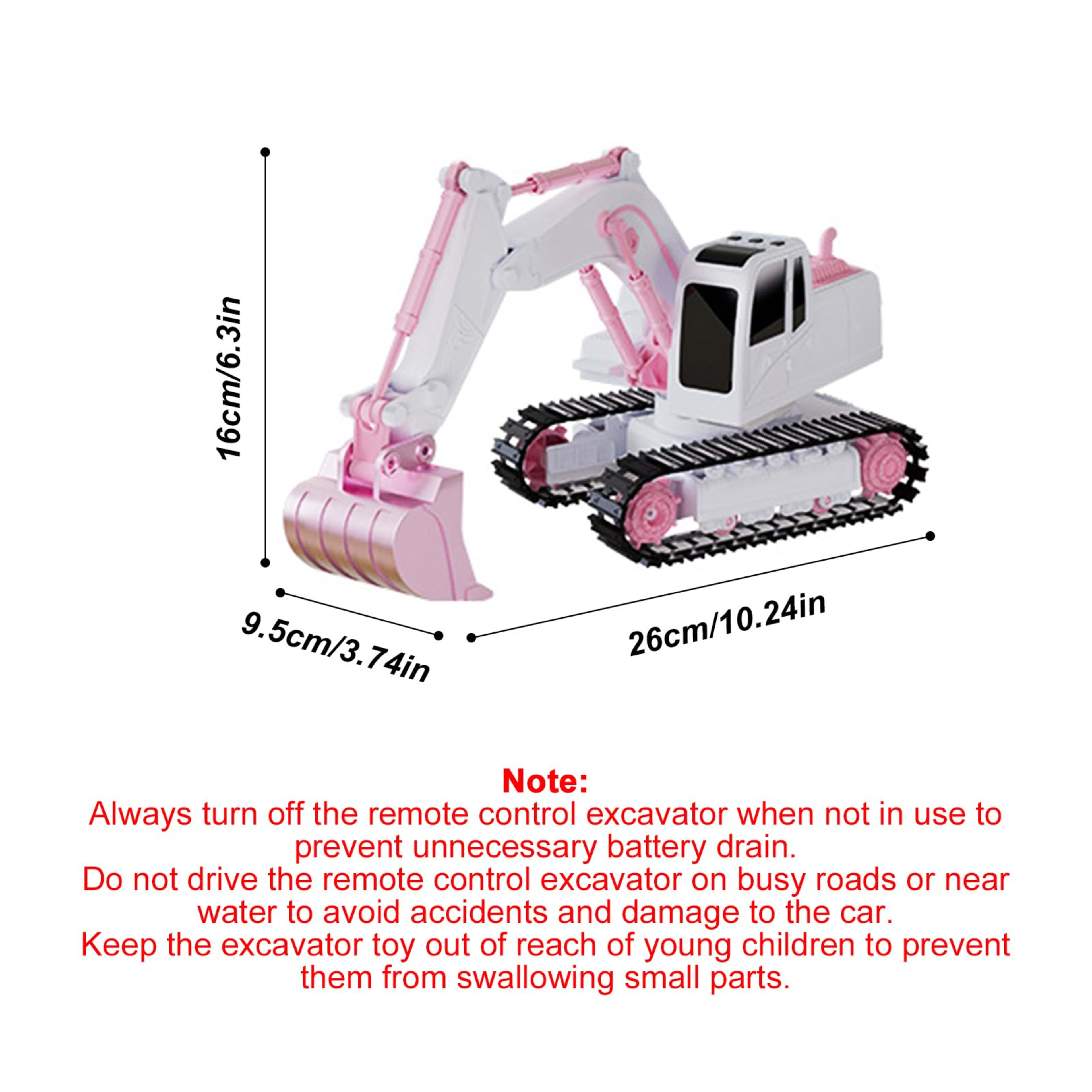 Pink Remote Control Excavator Toy Rechargeable Tracked Construction Vehicle With Lights And Music  Suitable For Girls An 6