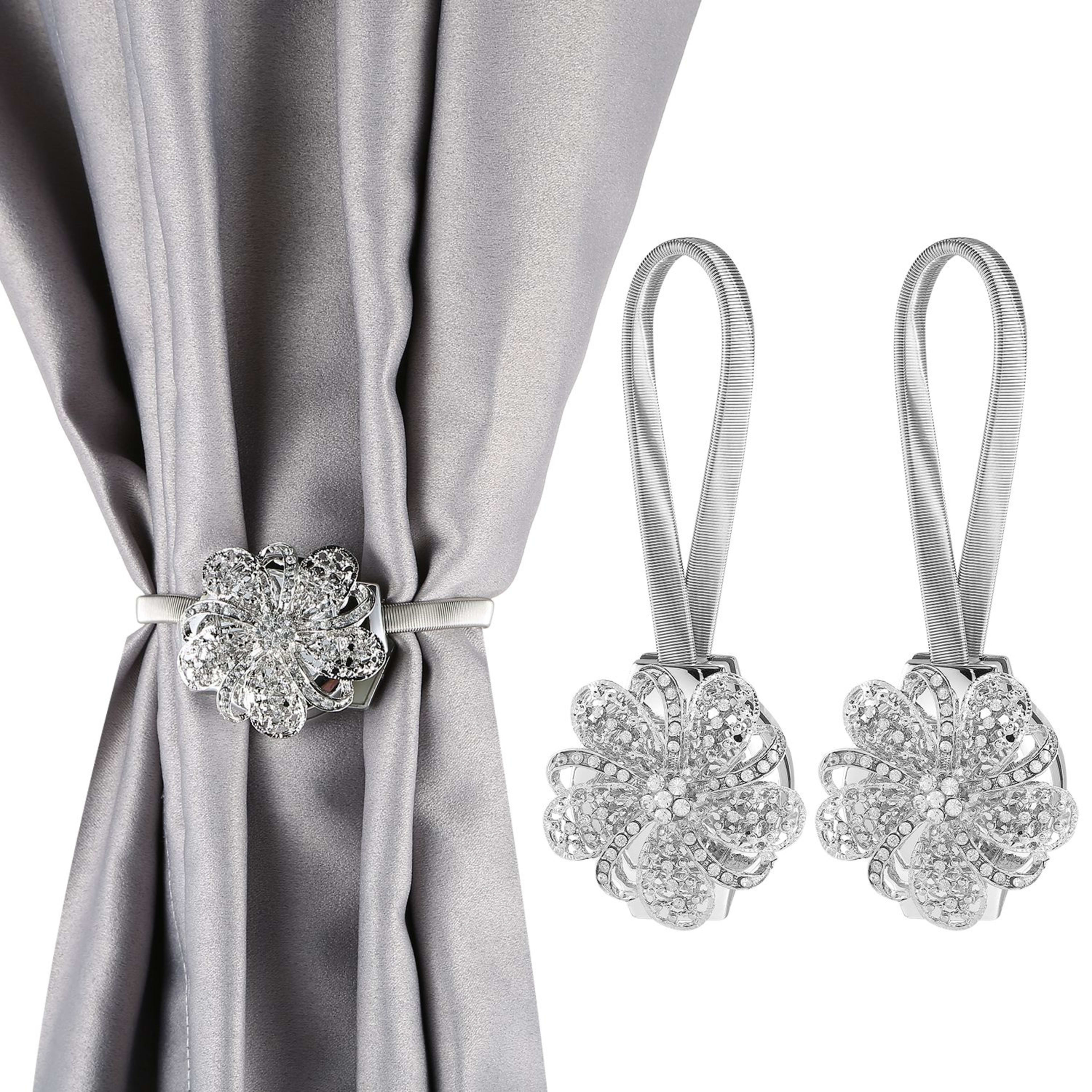 2 Packs Magnetic Curtain Tiebacks Extendable Floral Drape Holder Decorative Window Hangings Clip For Living Room Restaur 10