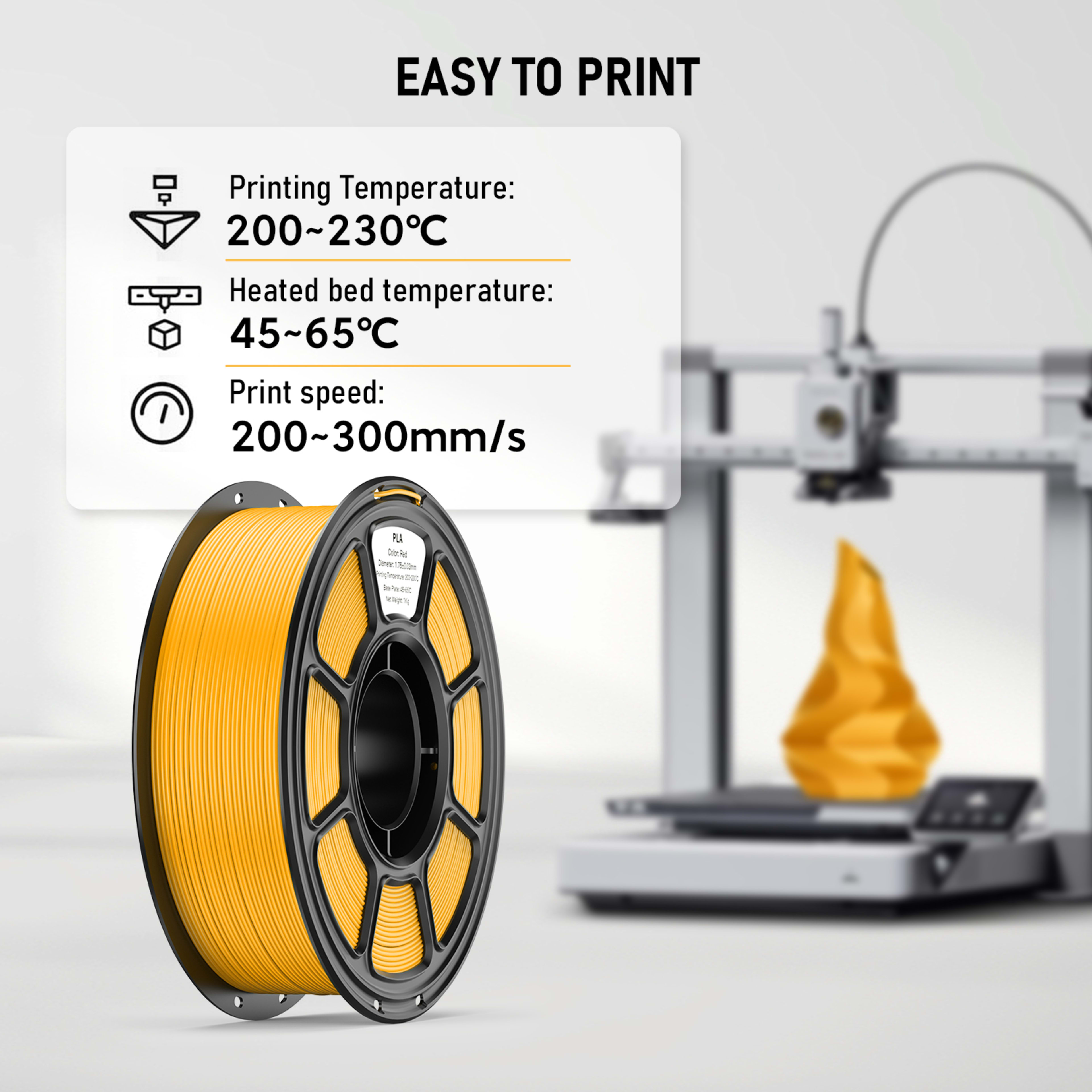 Silk PLA Filament 1.75mm, 1.1kg Spool, Glossy Shiny Finish, Smooth Printing 3D Printer Filament 7