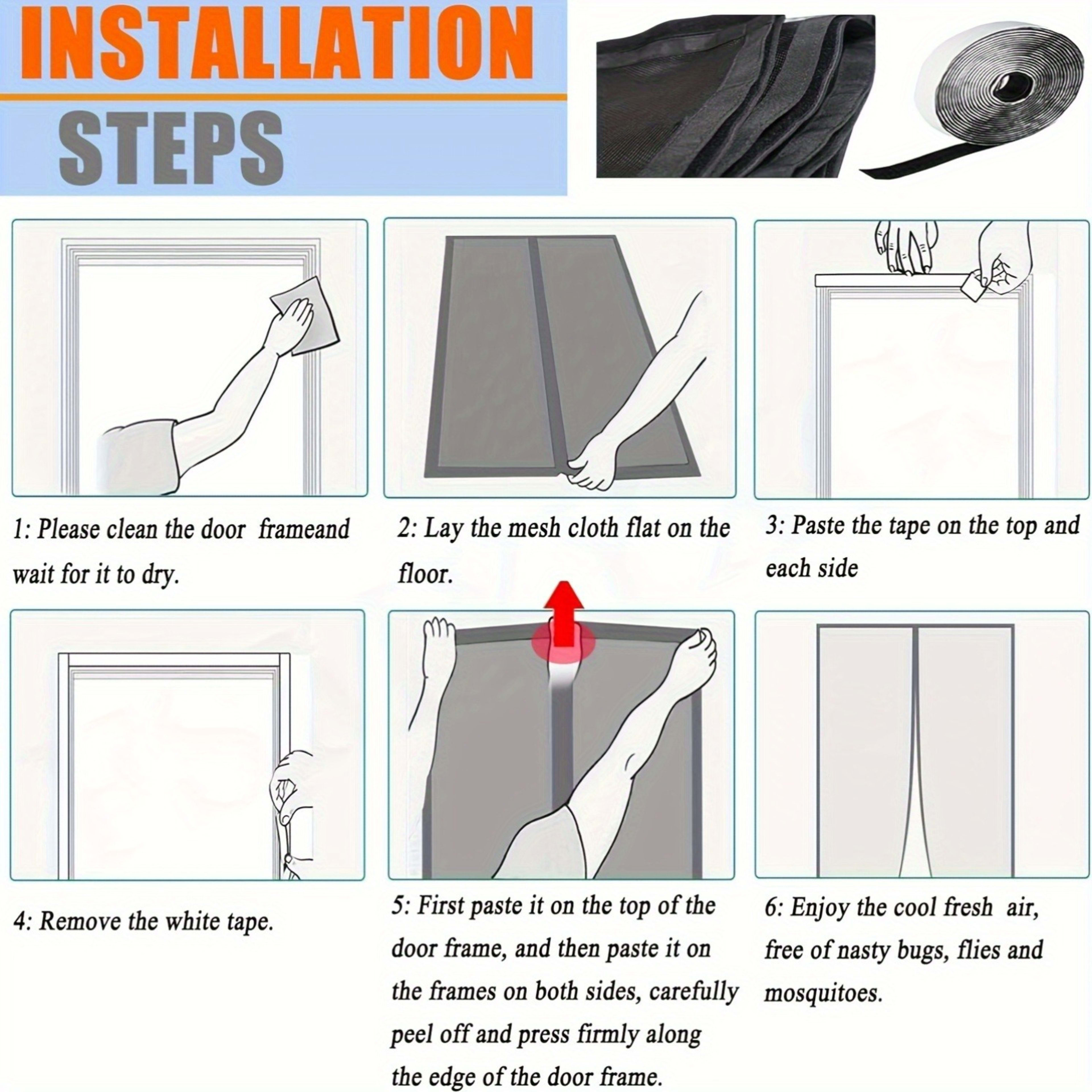 Magnetic Screen Door With Strong Magnetic Closure - No Drilling Required, Hands-free Sliding Door Curtain, Suitable For  1