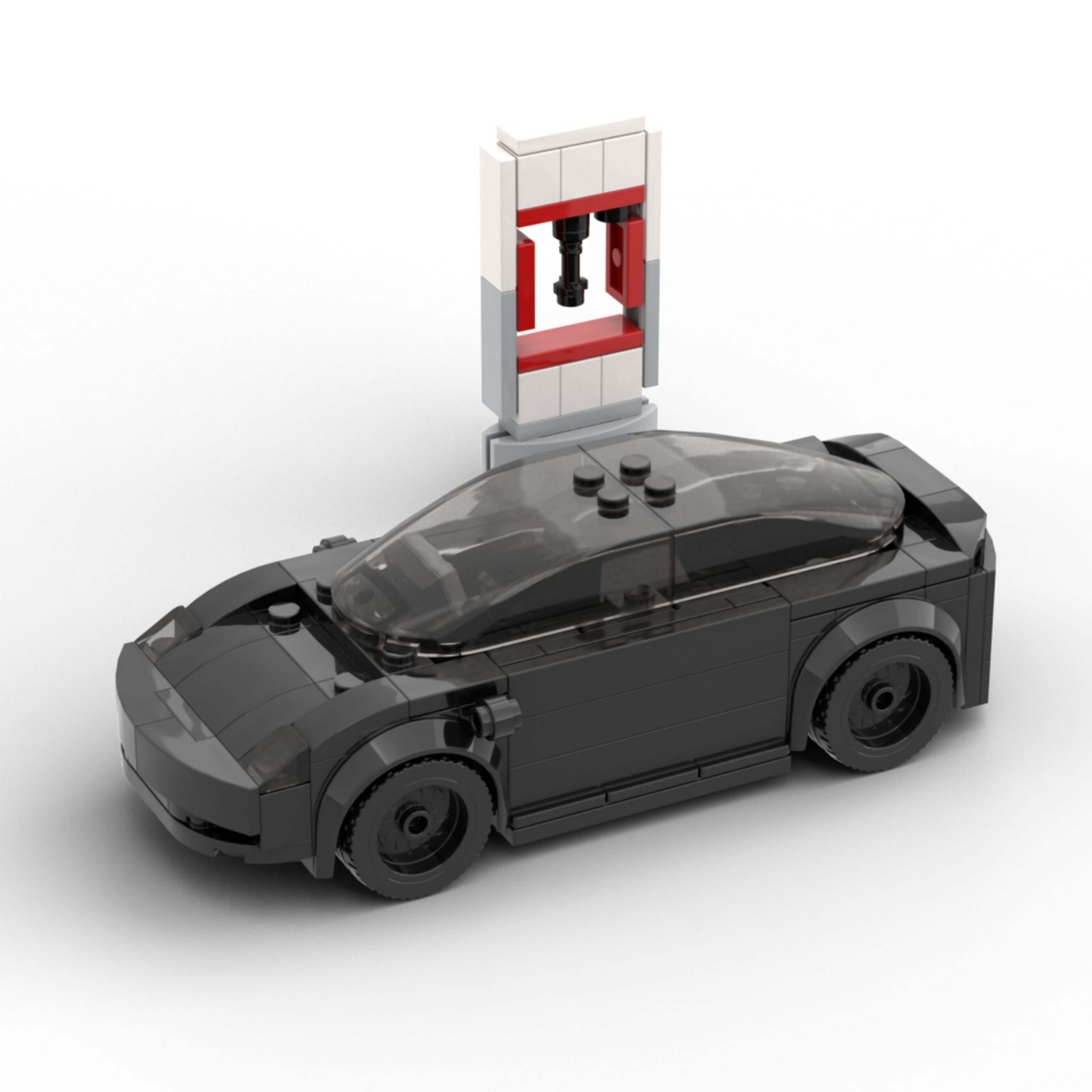 185PCS Black Electric Sports Car Building Blocks With Charger, Modern EV Vehicle Toy Kit For Kids And Adults,Collectible