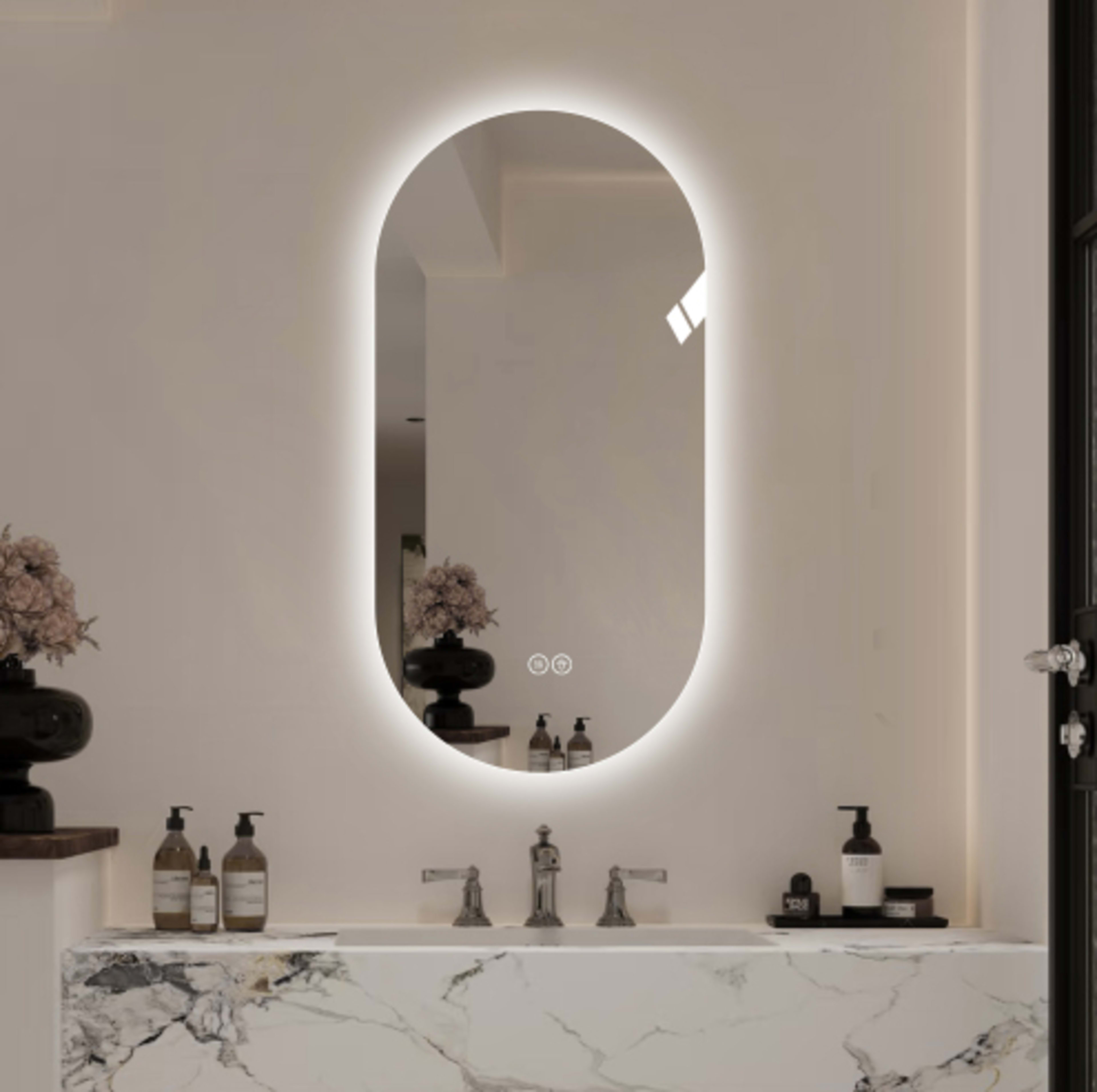 48x24 Inch Smart Wall Mounted LED Touch Screen Anti-fog Mirror Bathroom Mirror, Barber Shop Mirror 6