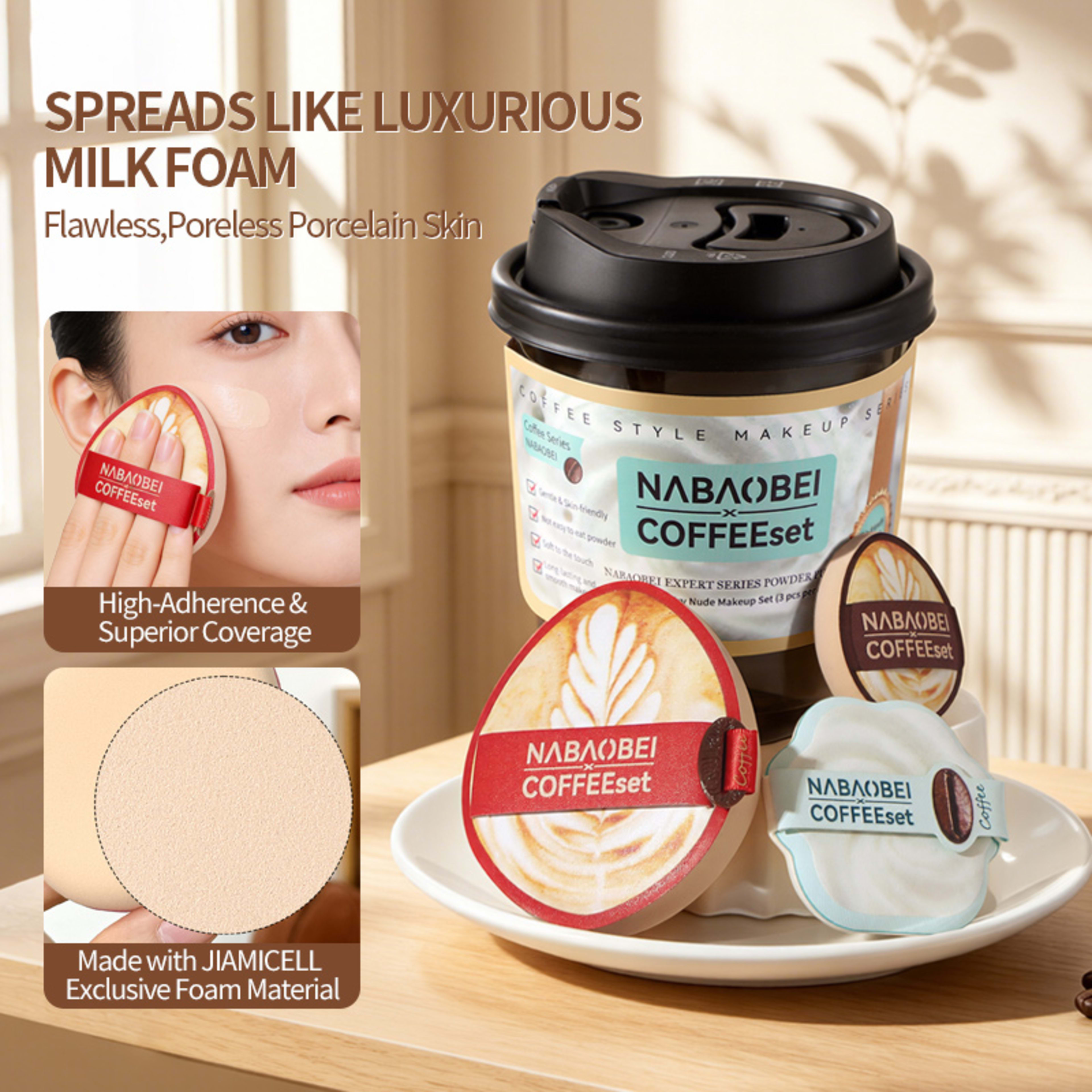 Caramel Macchiato Series Ultra-Soft Creamy Touch Sponge Combo  3Pcs Per Pack 3